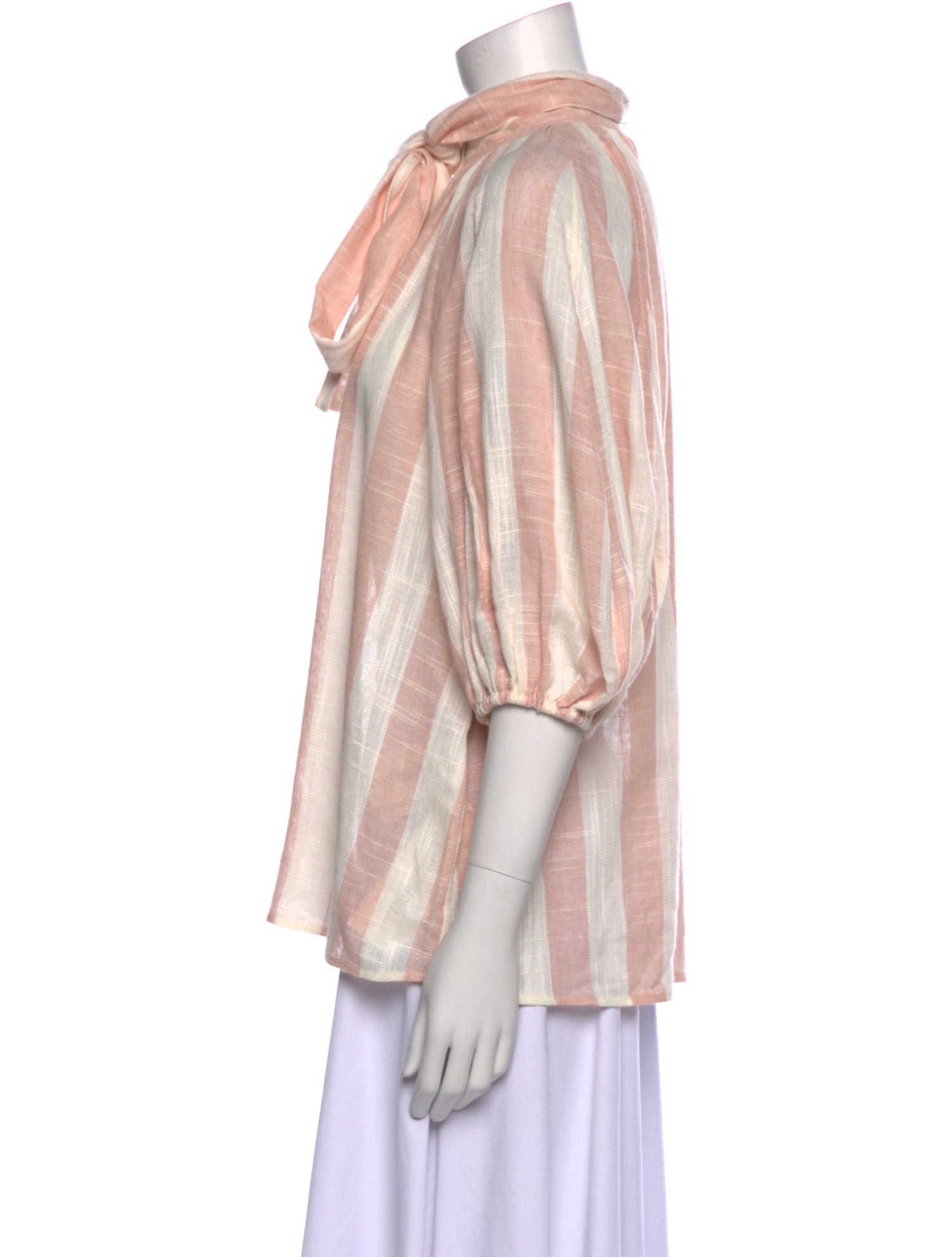 Zimmermann Striped Tie Neck Button-Up Top