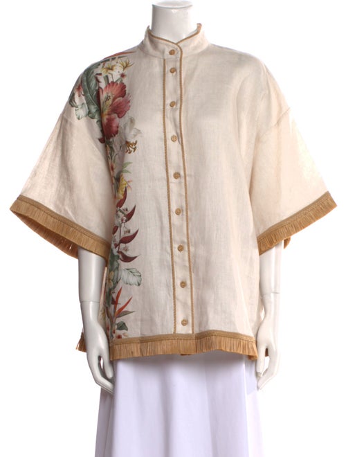 Zimmermann Linen Mock Neck Button-Up Top