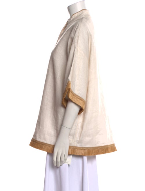 Zimmermann Linen Mock Neck Button-Up Top