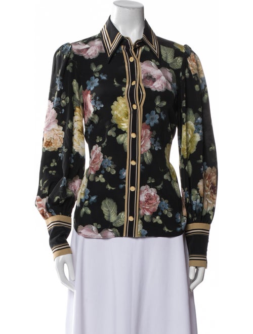 Zimmermann Silk Floral Print Button-Up Top