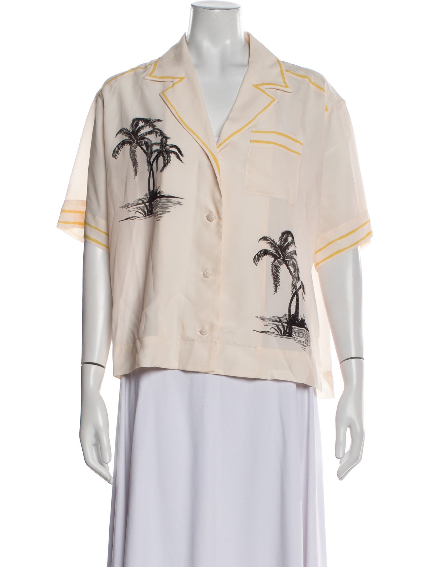 Zimmermann Printed Short Sleeve Button-Up Top