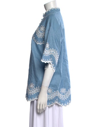 Zimmermann Linen Lace Pattern Button-Up Top