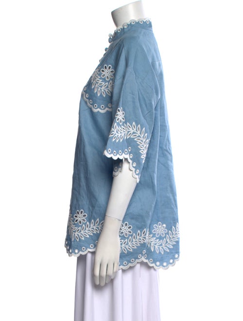 Zimmermann Linen Lace Pattern Button-Up Top