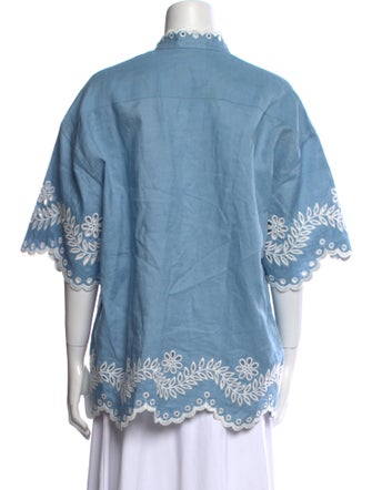 Zimmermann Linen Lace Pattern Button-Up Top
