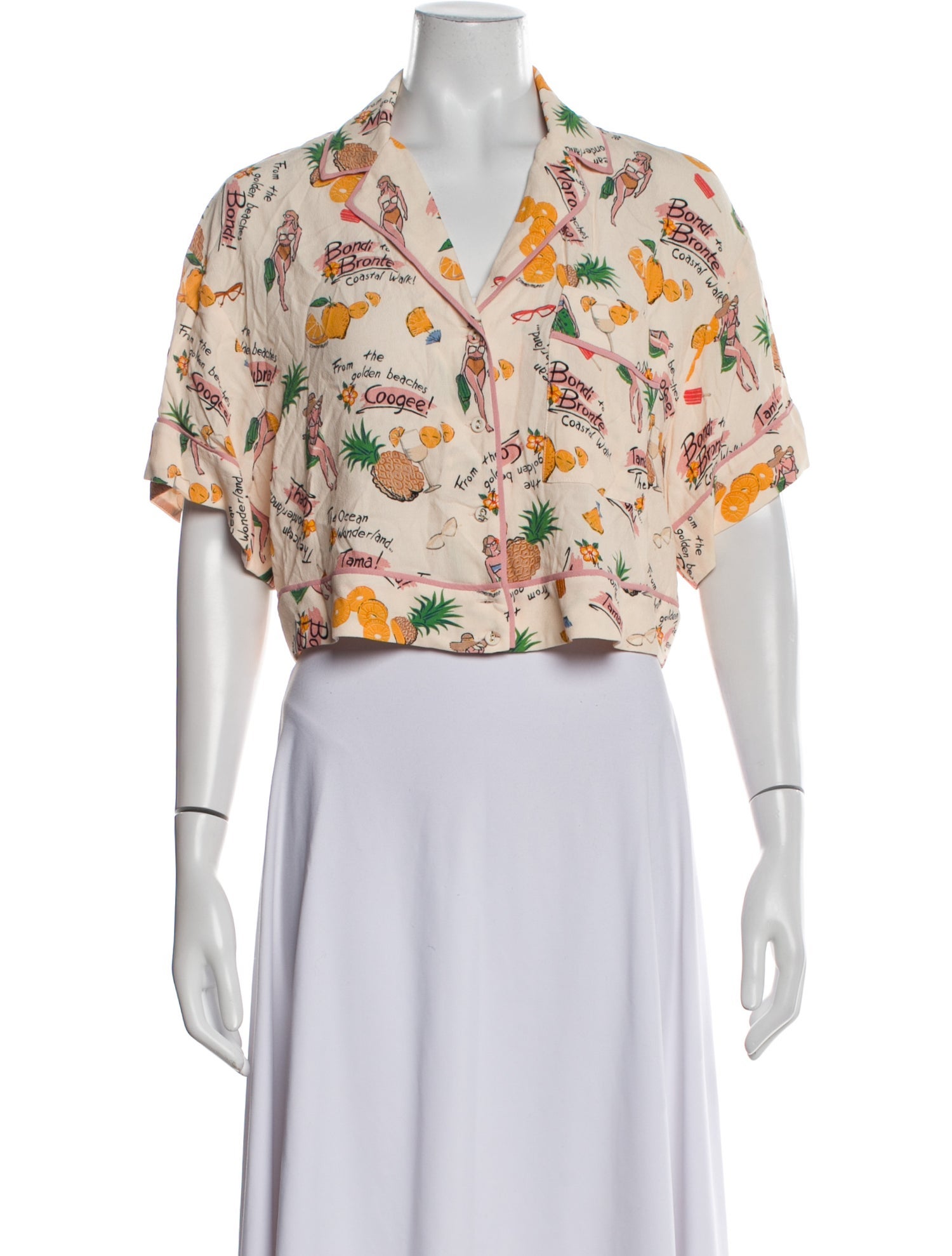 Zimmermann Floral Print Short Sleeve Crop Top w/ Tags