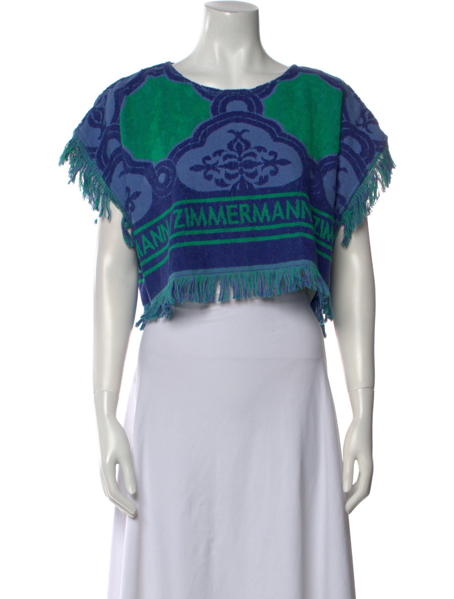 Zimmermann Printed Scoop Neck Crop Top