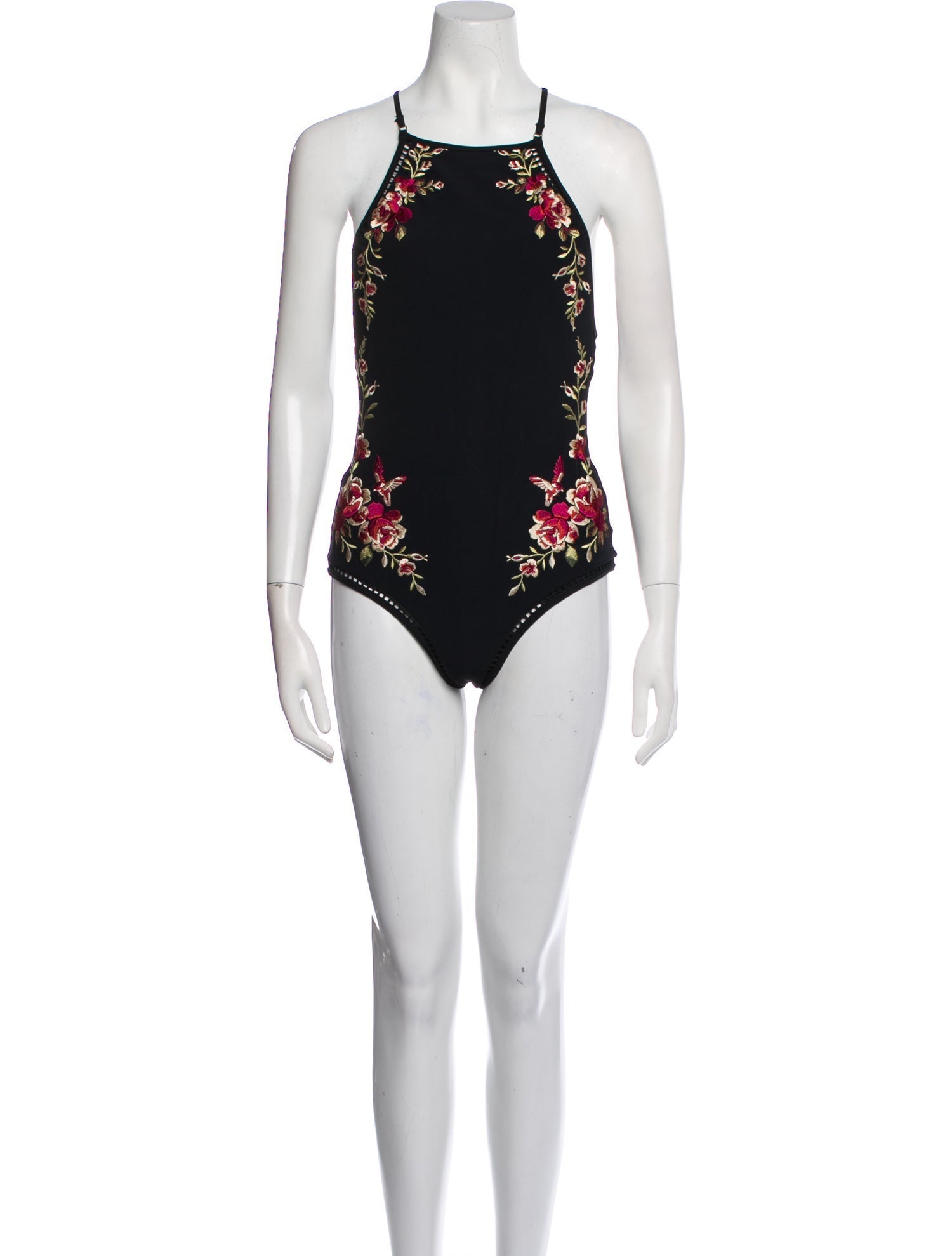 Zimmermann Graphic Print Embroidered Accent One-Piece
