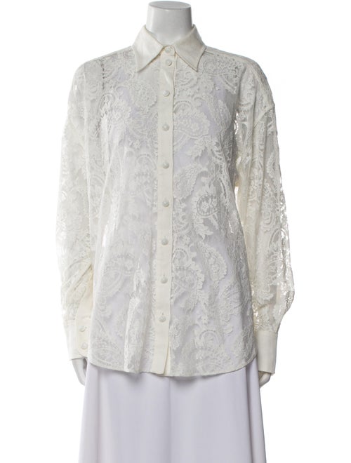 Zimmermann Lace Pattern Long Sleeve Button-Up Top