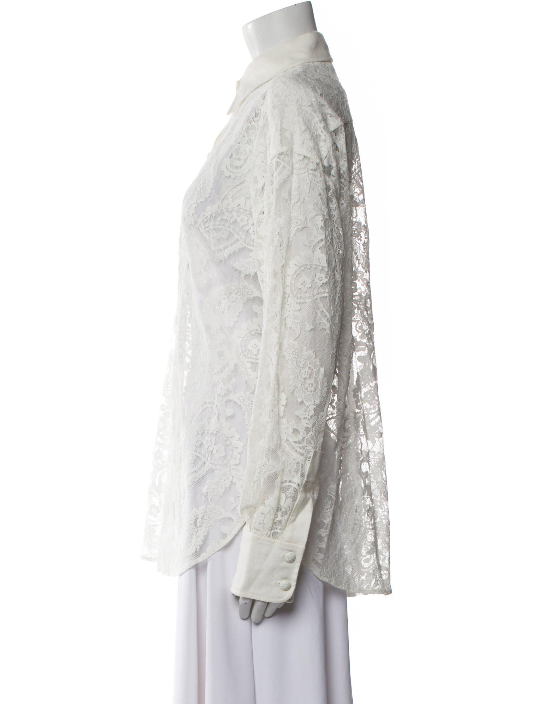Zimmermann Lace Pattern Long Sleeve Button-Up Top