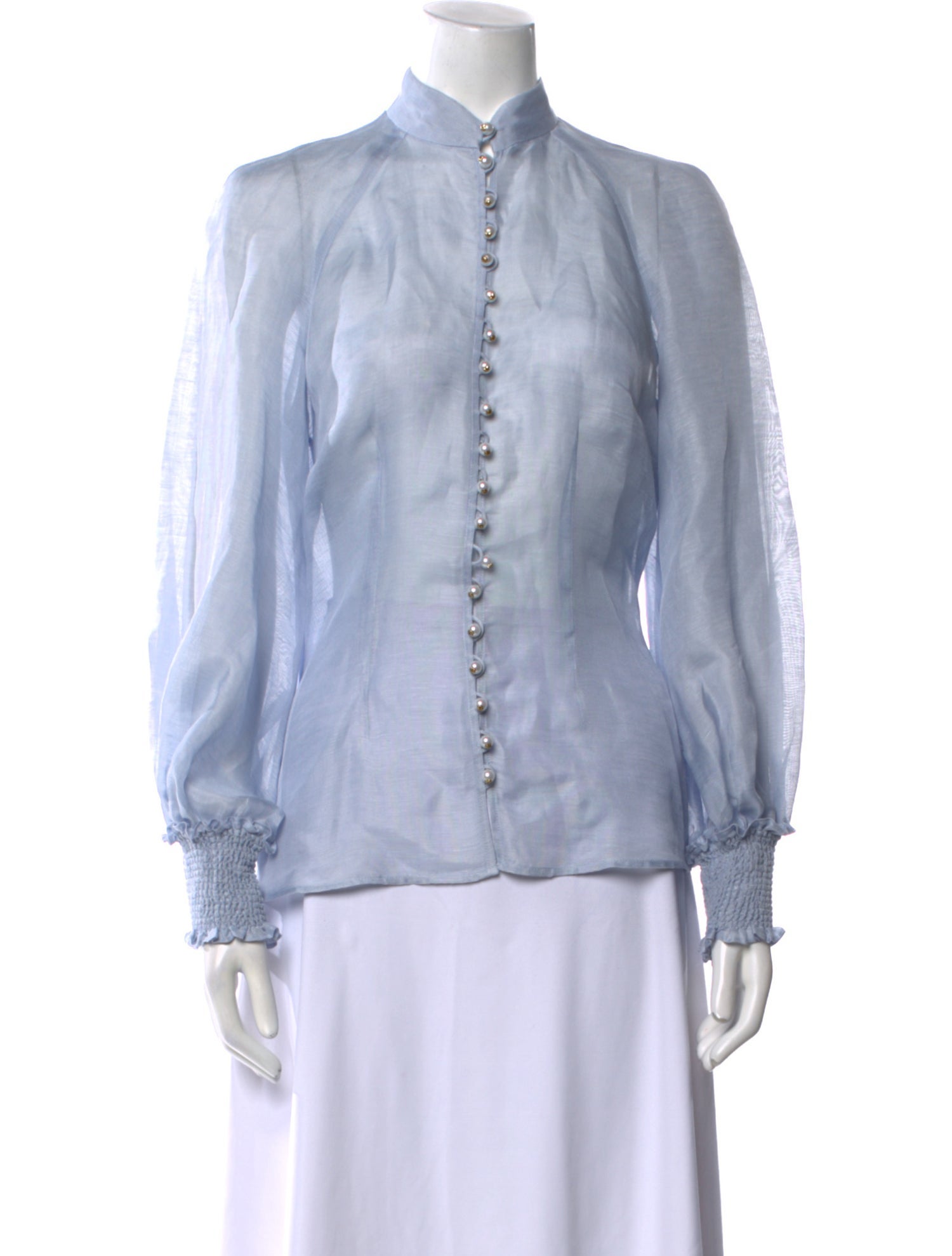 Zimmermann Linen Mock Neck Button-Up Top