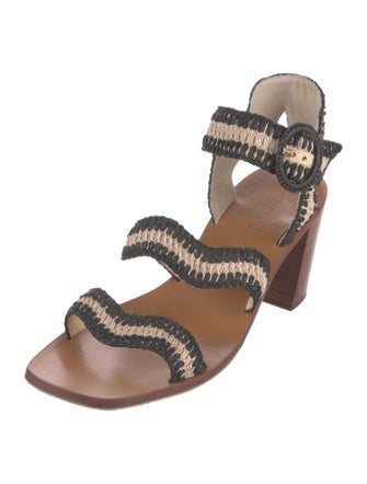 Zimmermann Raffia Animal Print Sandals