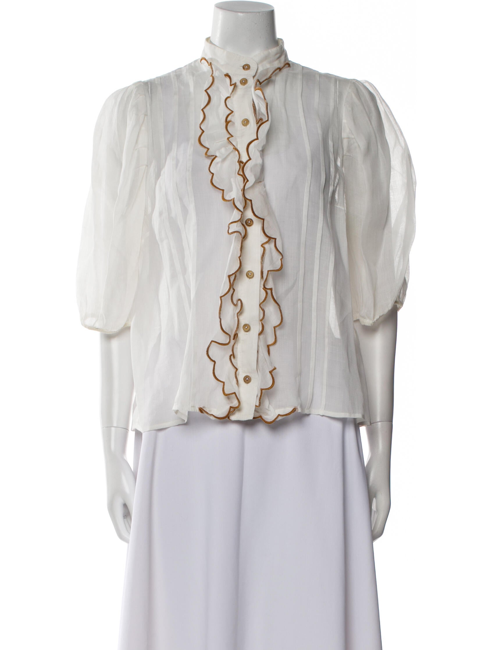 Zimmermann Mock Neck Three-Quarter Sleeve Blouse
