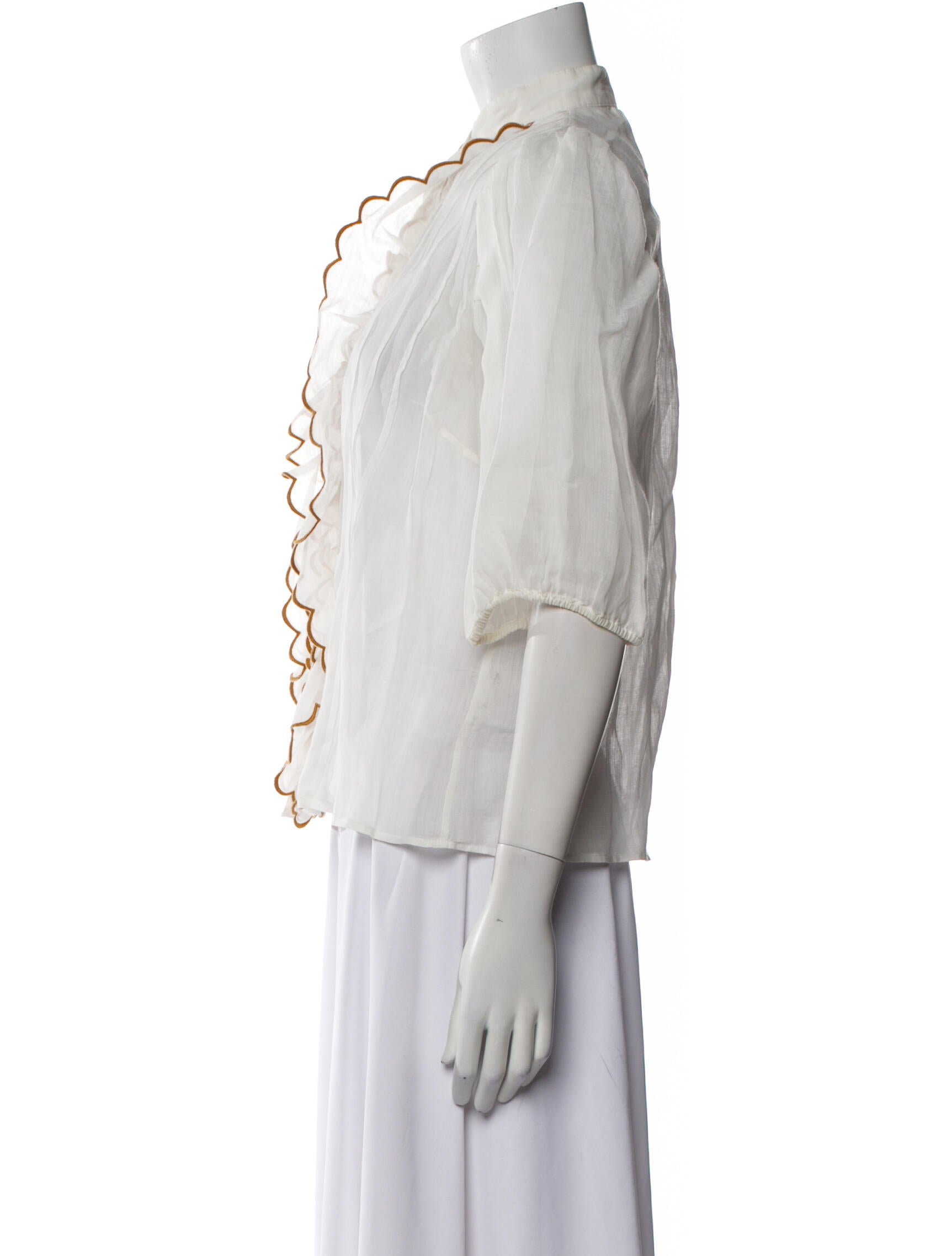 Zimmermann Mock Neck Three-Quarter Sleeve Blouse