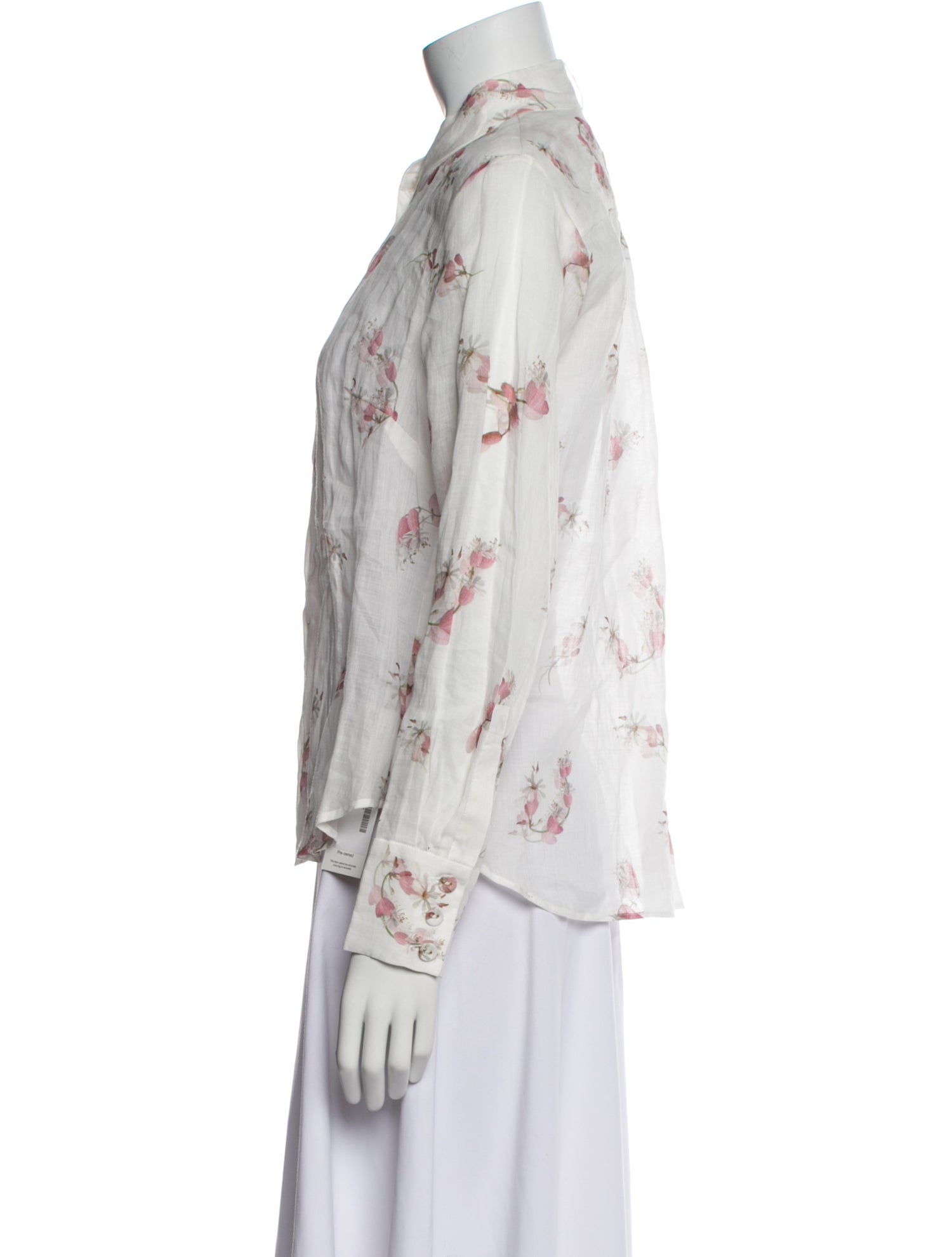 Zimmermann Floral Print Mock Neck Button-Up Top