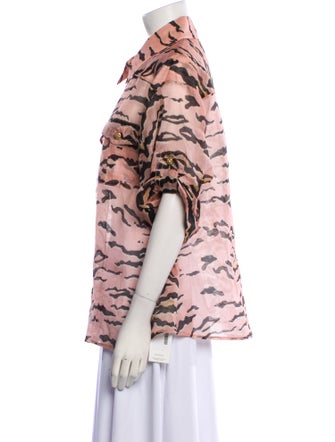 Zimmermann Linen Animal Print Button-Up Top