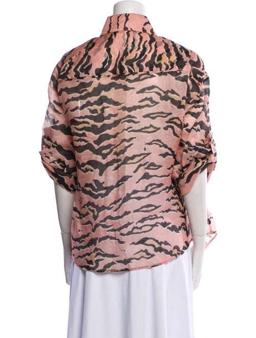 Zimmermann Linen Animal Print Button-Up Top