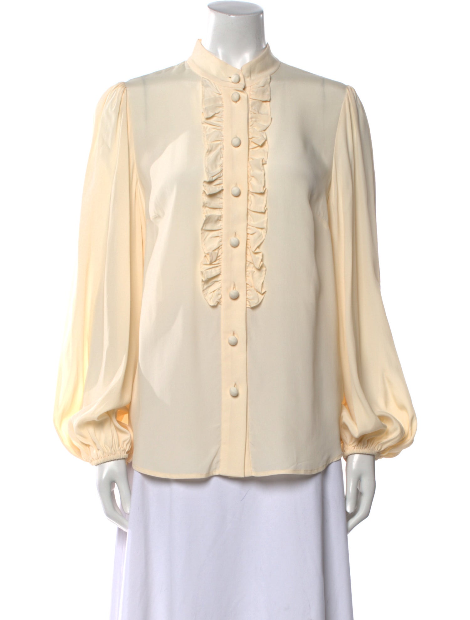 Zimmermann Mock Neck Long Sleeve Button-Up Top