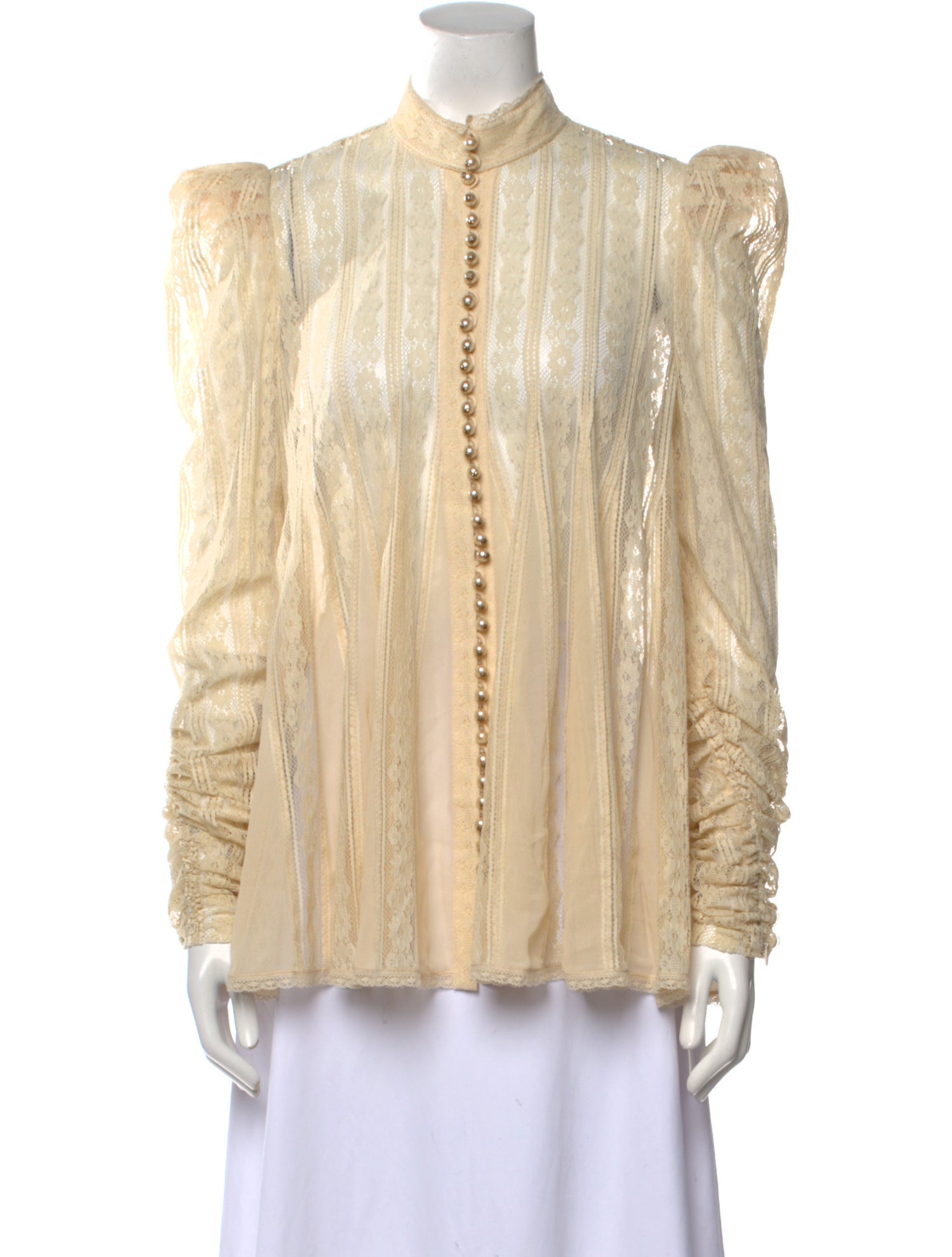 Zimmermann Mock Neck Long Sleeve Button-Up Top
