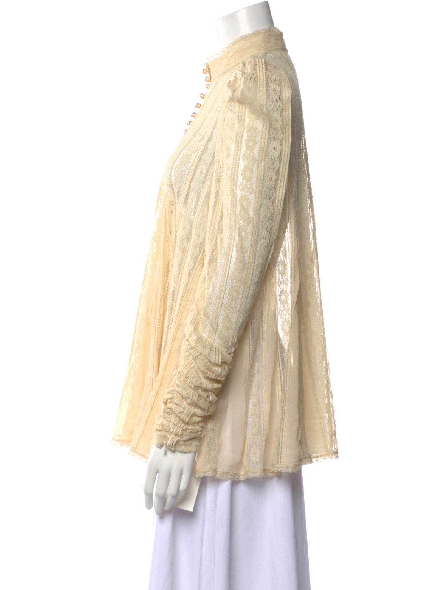 Zimmermann Mock Neck Long Sleeve Button-Up Top