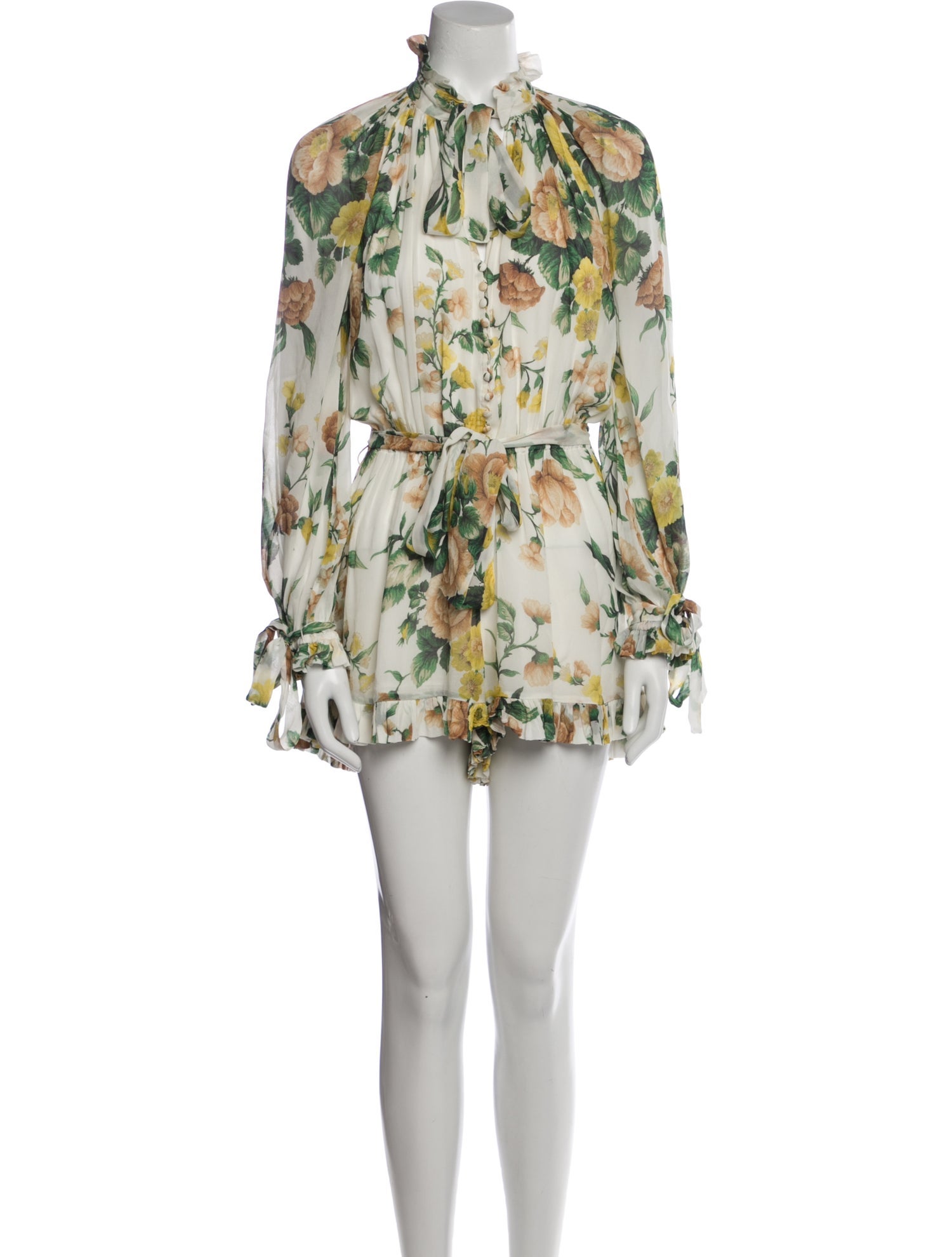 Zimmermann Floral Print Mock Neck Romper