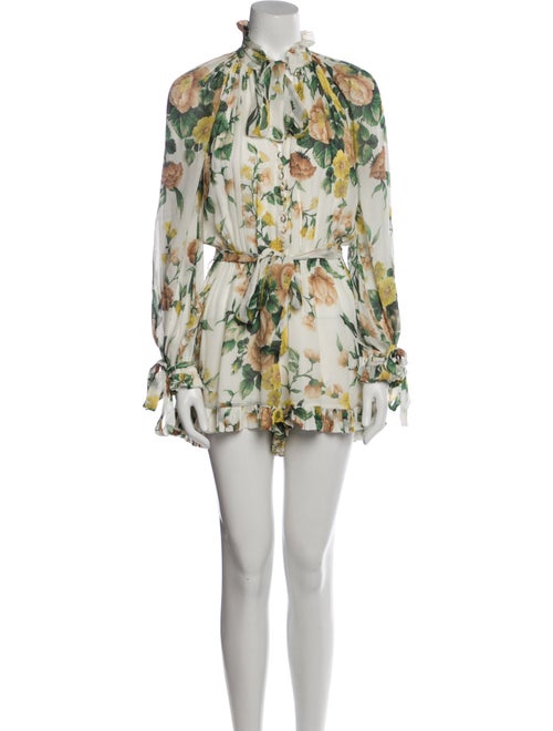 Zimmermann Floral Print Mock Neck Romper
