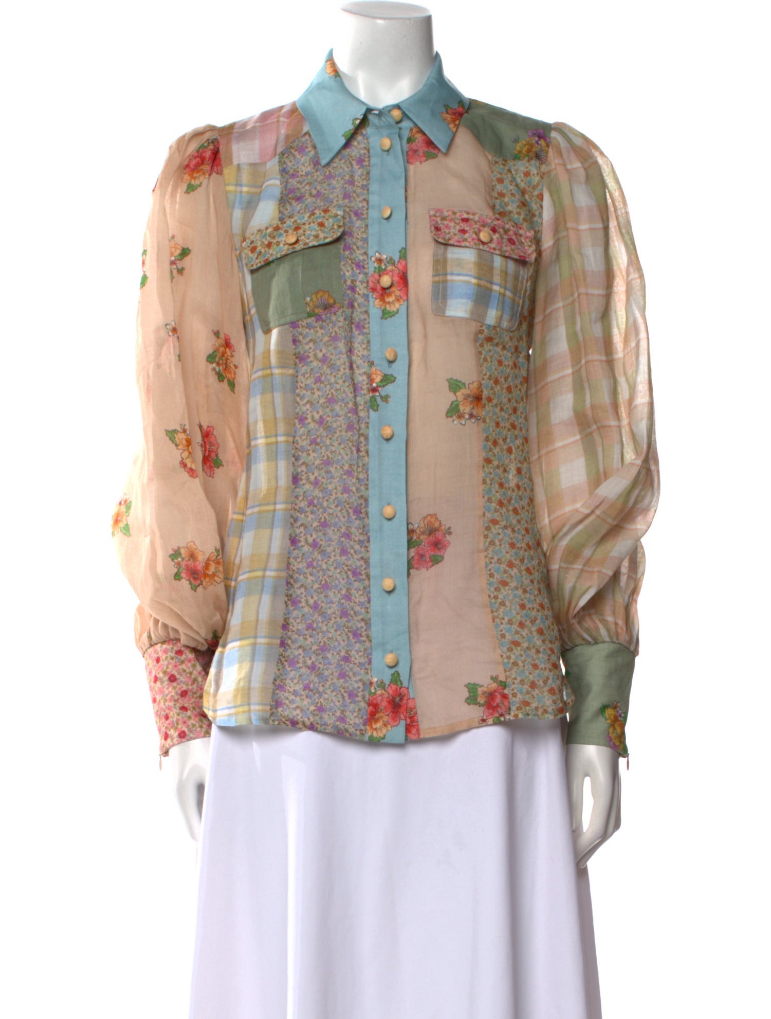 Zimmermann Printed Long Sleeve Button-Up Top