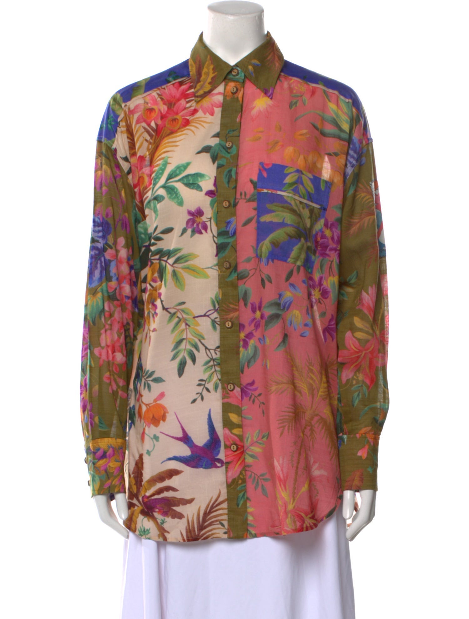 Zimmermann Floral Print Long Sleeve Button-Up Top