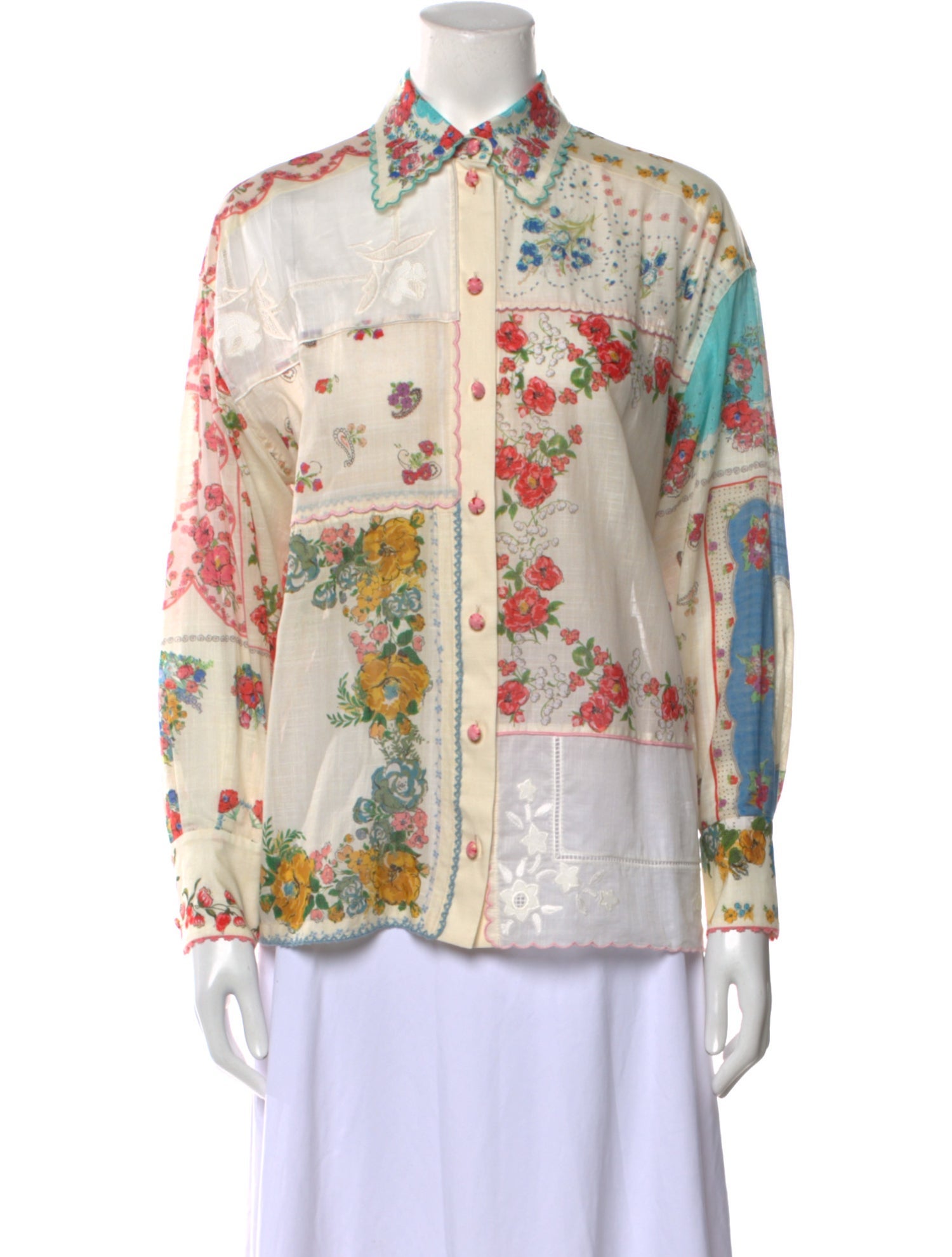 Zimmermann Floral Print Long Sleeve Button-Up Top