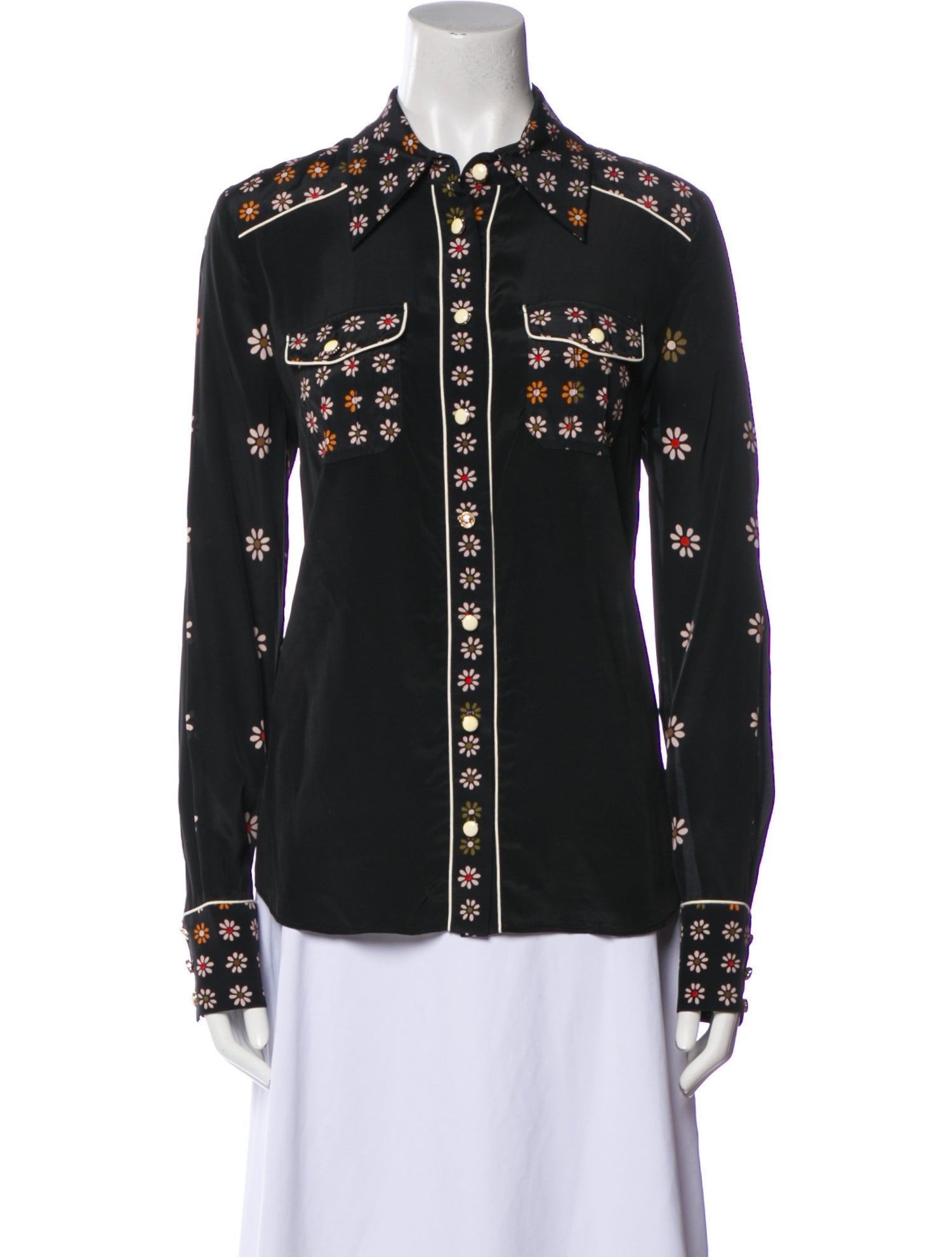 Zimmermann Printed Long Sleeve Button-Up Top