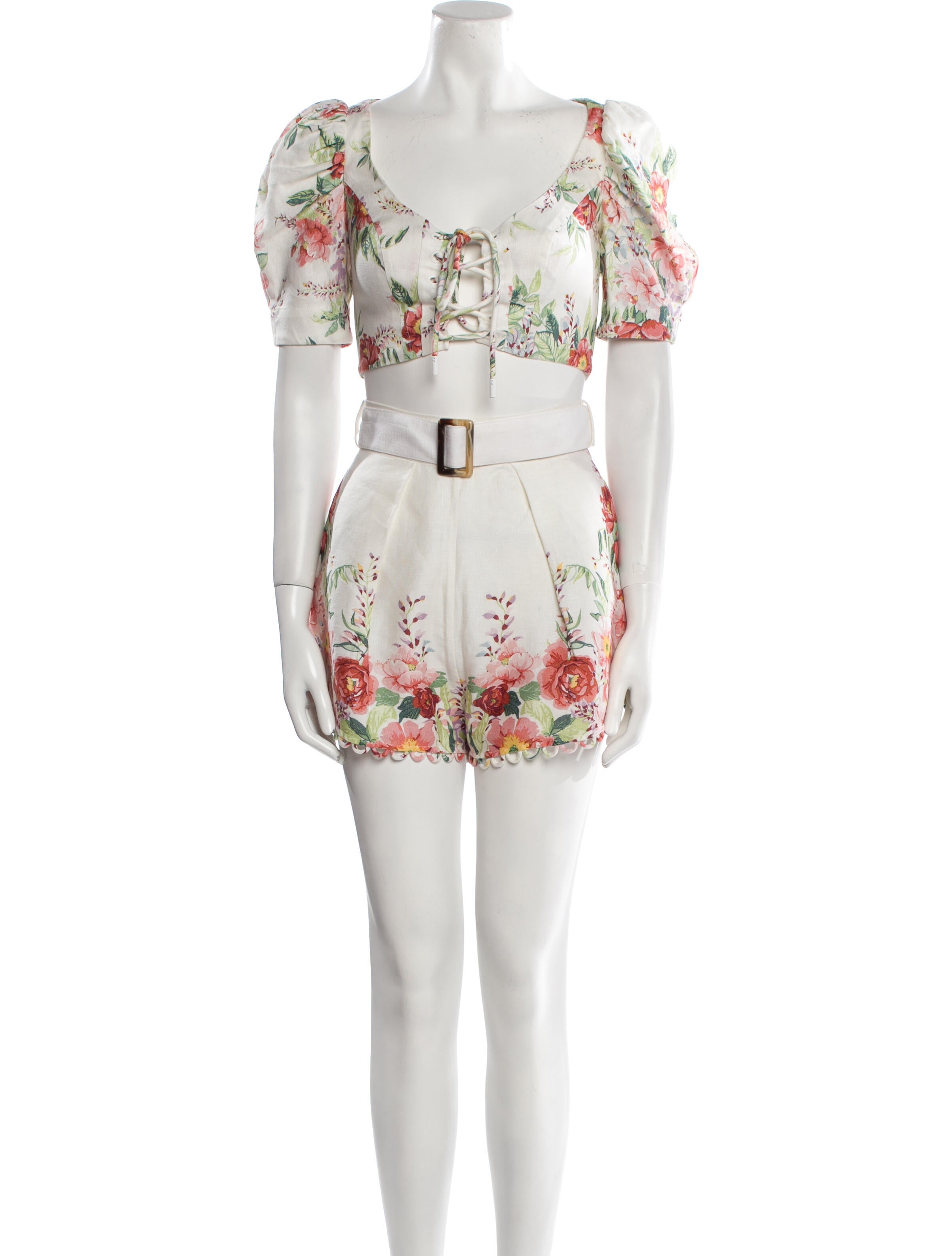 Zimmermann Linen Floral Print Short Set