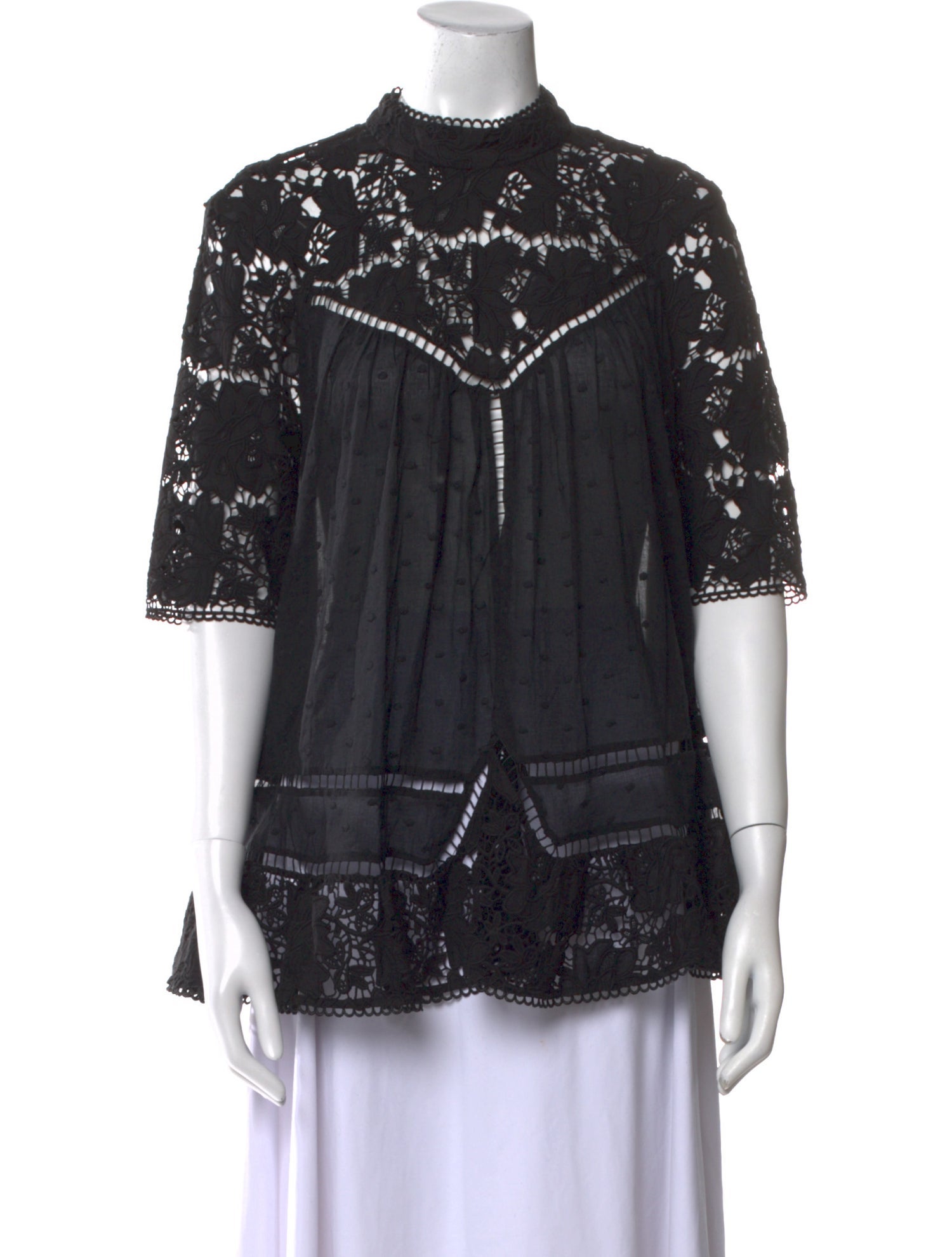 Zimmermann Mock Neck Three-Quarter Sleeve Blouse