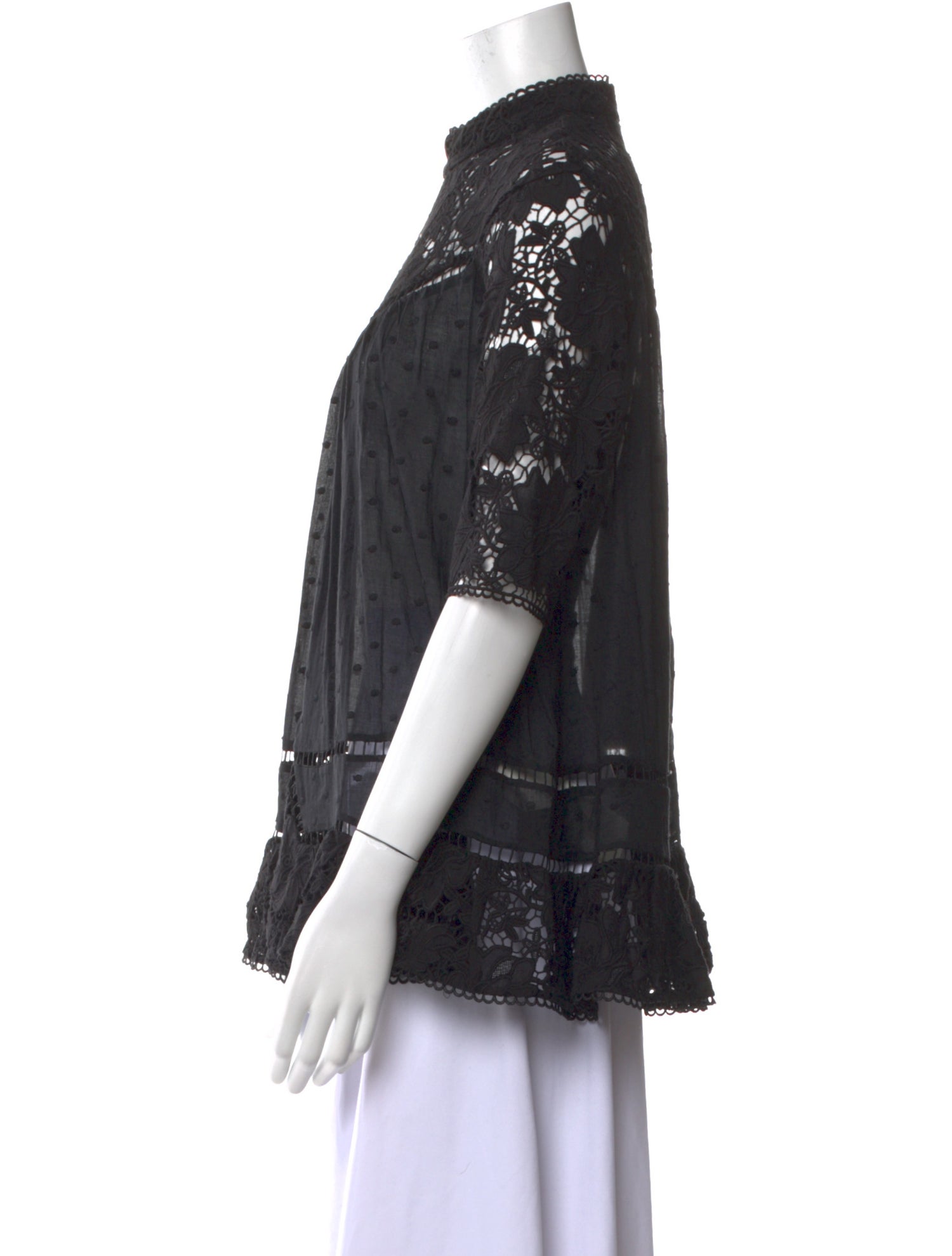 Zimmermann Mock Neck Three-Quarter Sleeve Blouse