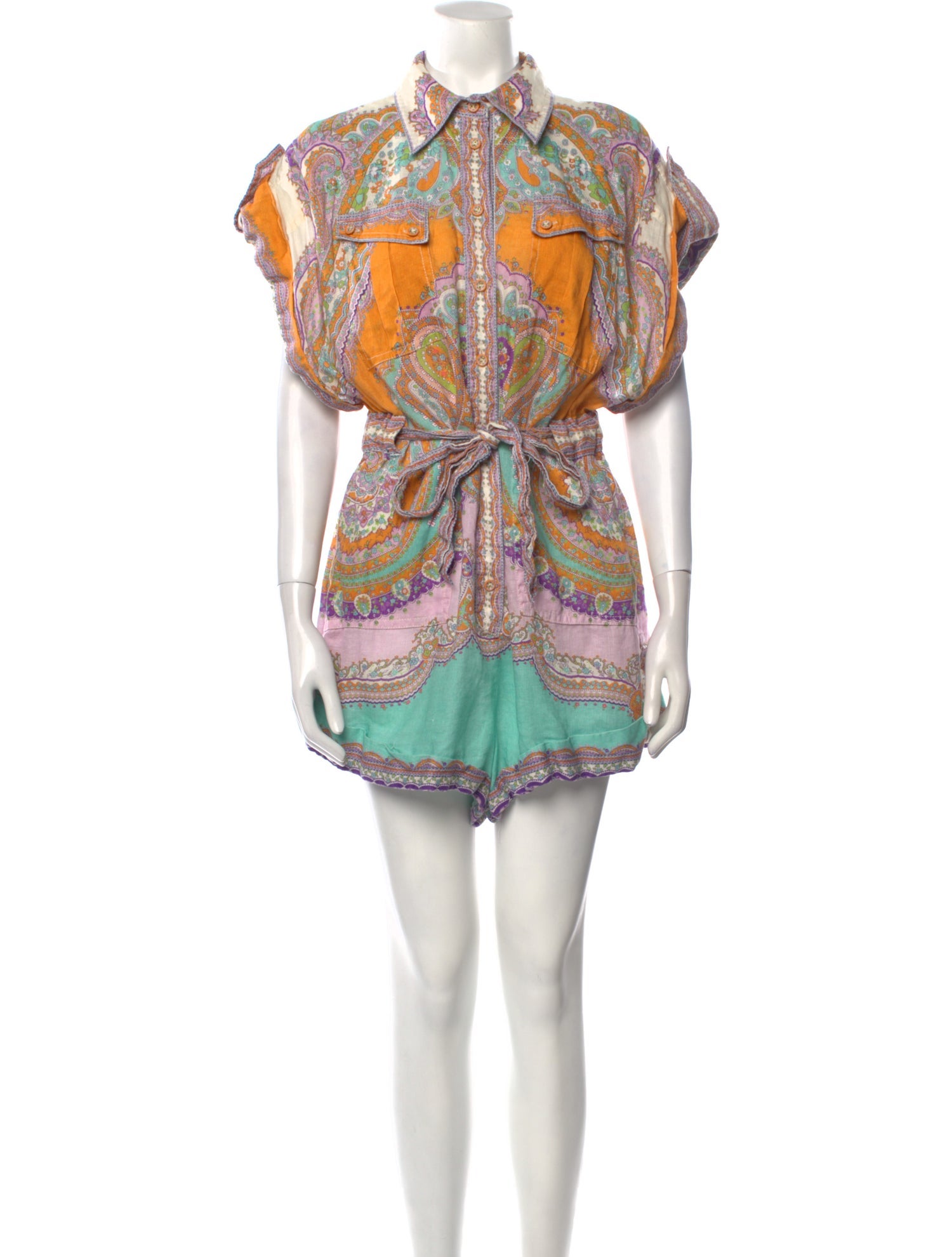 Zimmermann Linen Paisley Print Romper