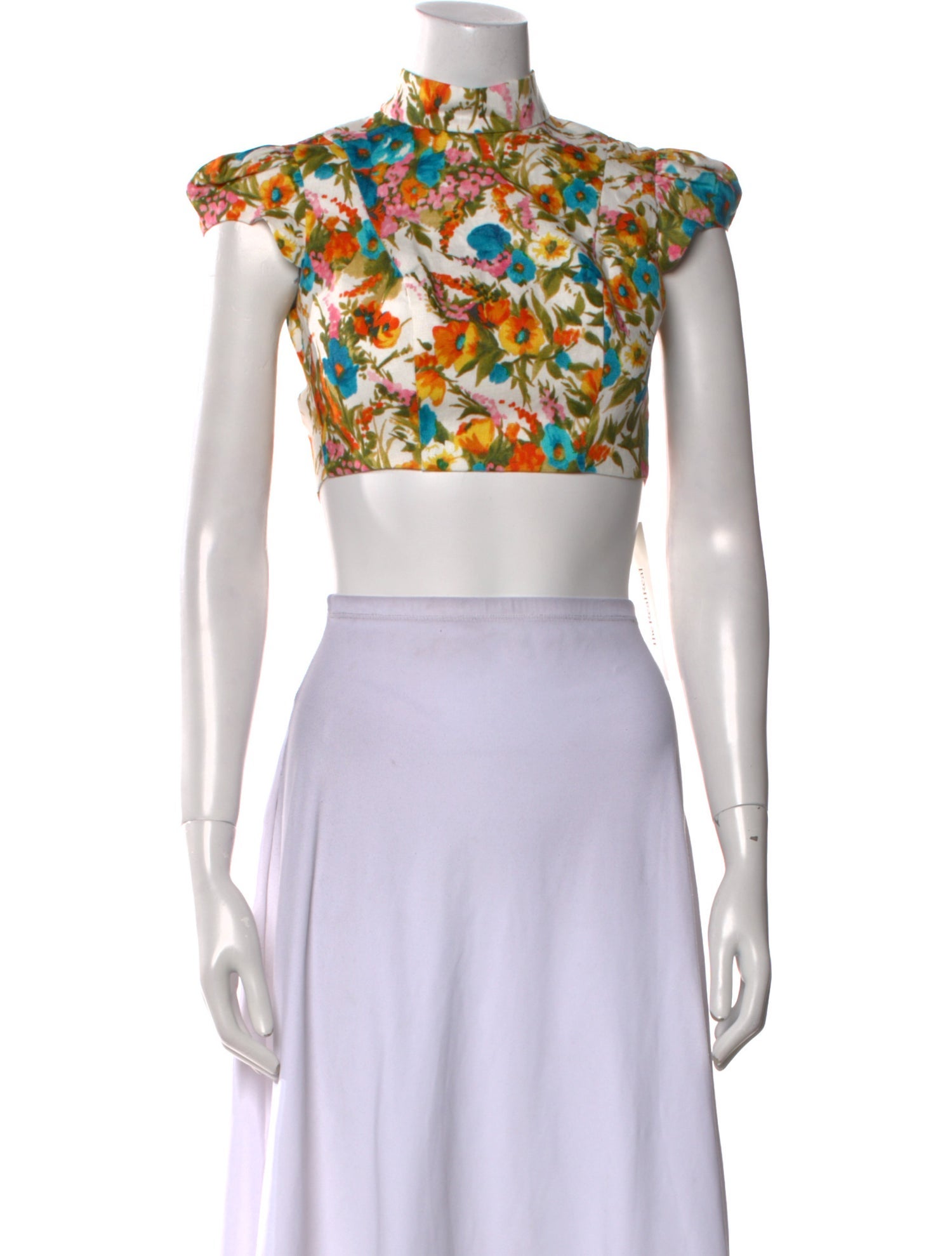 Zimmermann Linen Floral Print Crop Top