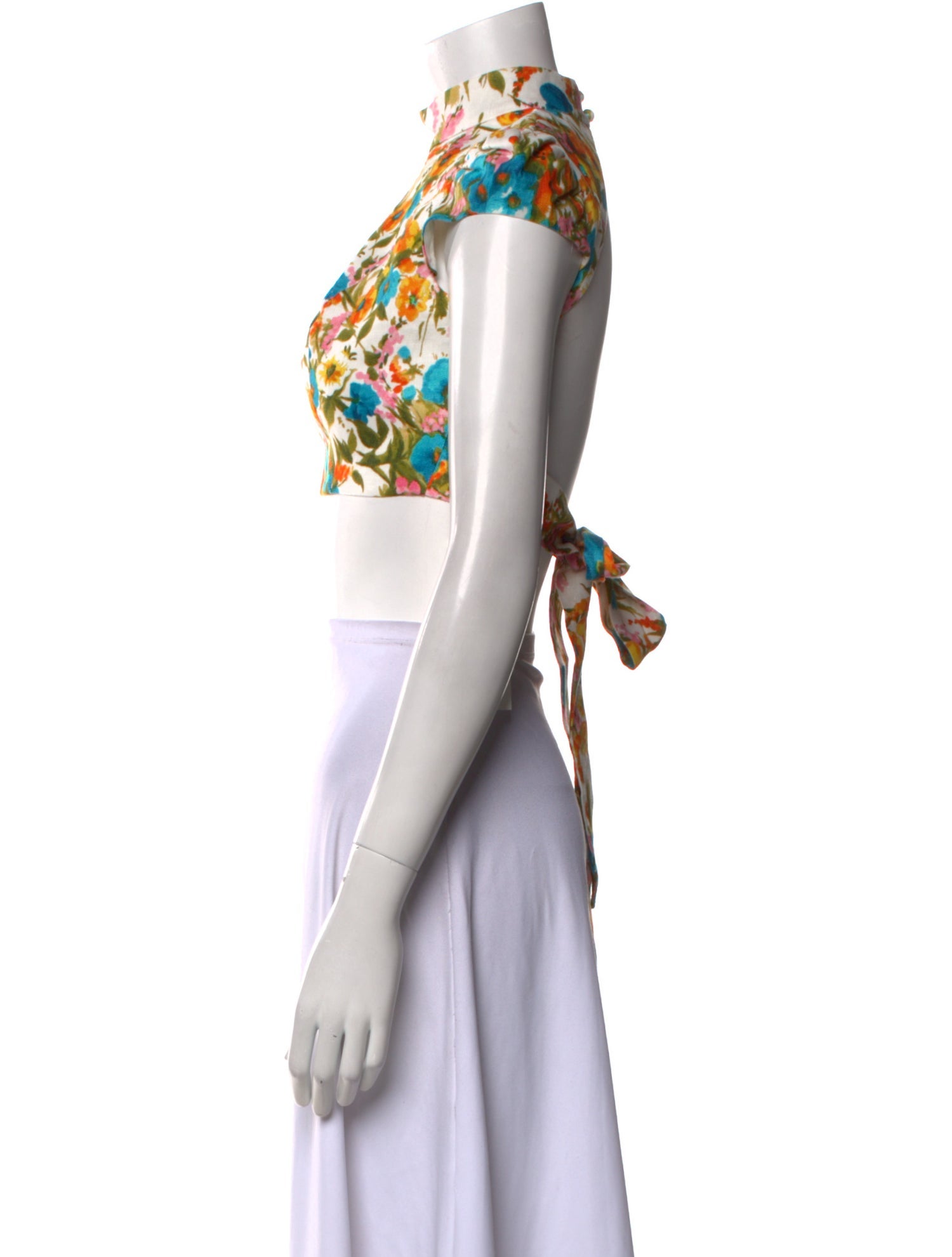 Zimmermann Linen Floral Print Crop Top