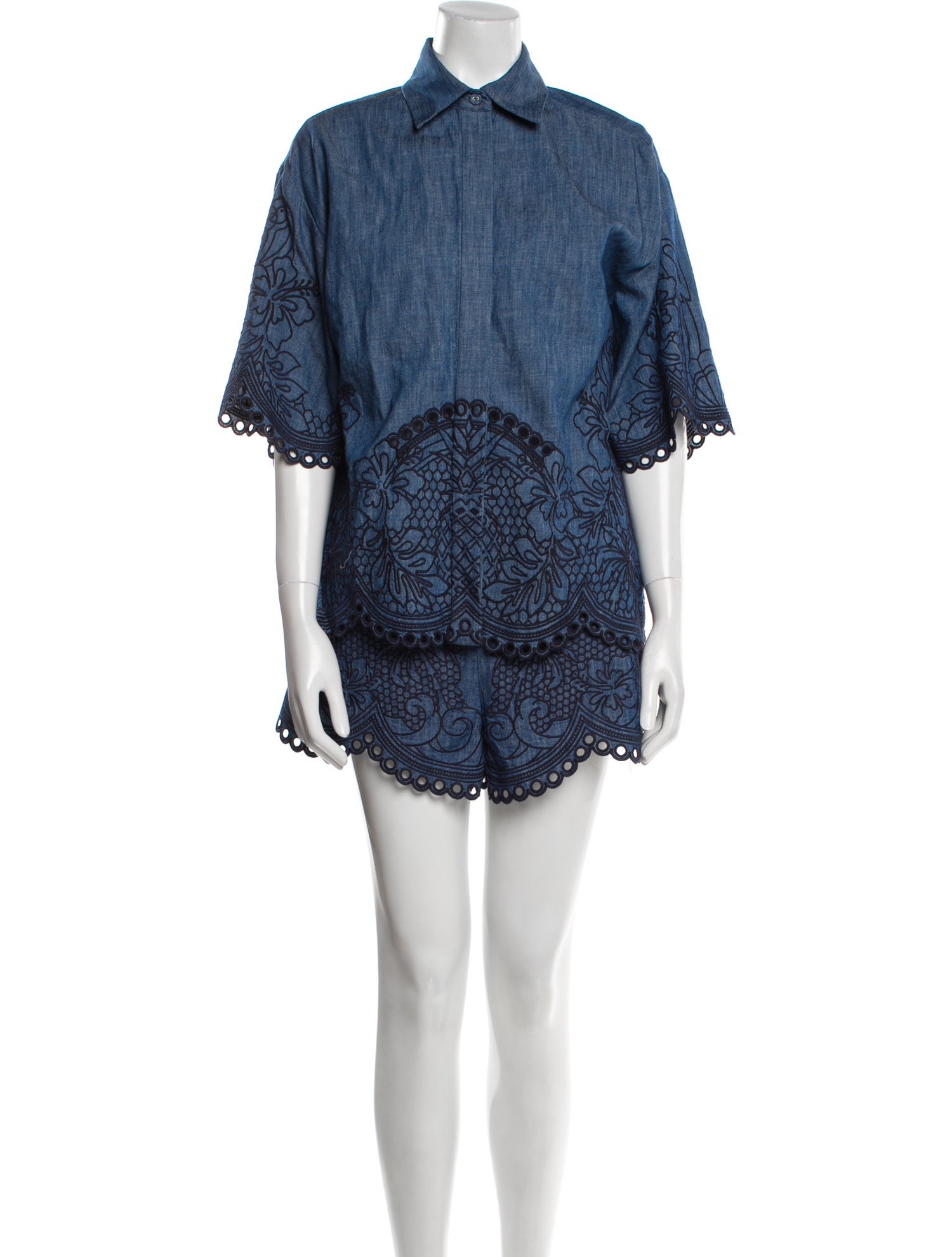 Zimmermann Silk Embroidered Accent Short Set