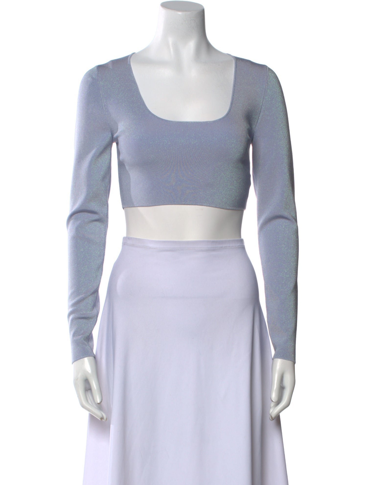 Zimmermann Square Neckline Long Sleeve Crop Top