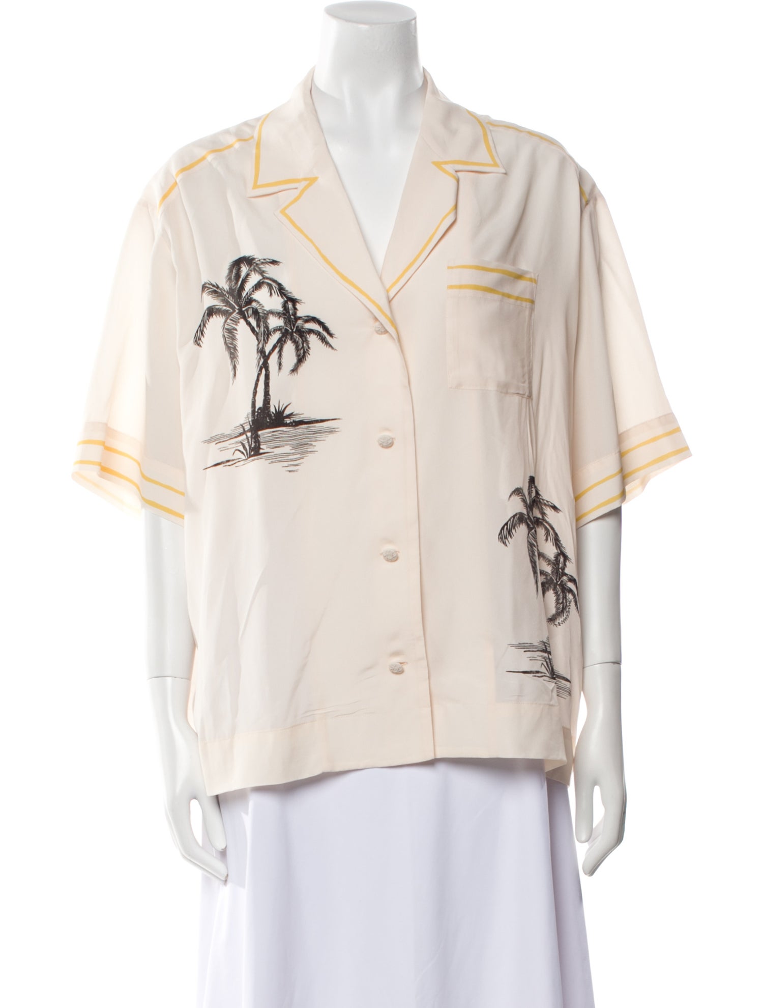 Zimmermann Printed Three-Quarter Sleeve Button-Up Top