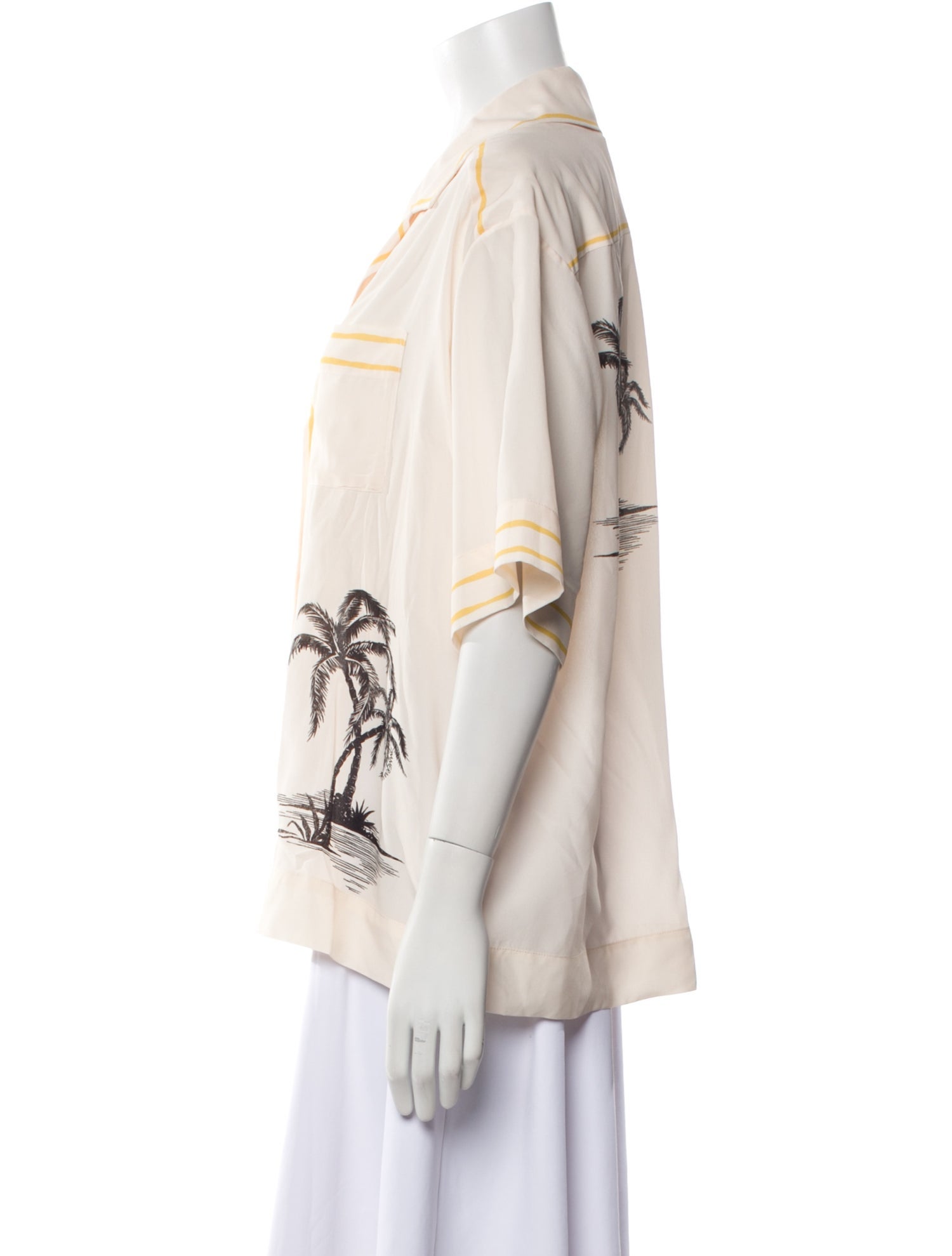 Zimmermann Printed Three-Quarter Sleeve Button-Up Top