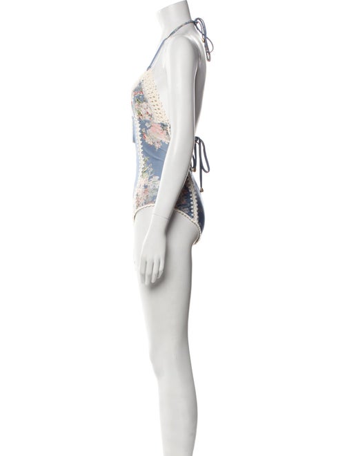 Zimmermann Floral Print Crochet Trim One-Piece