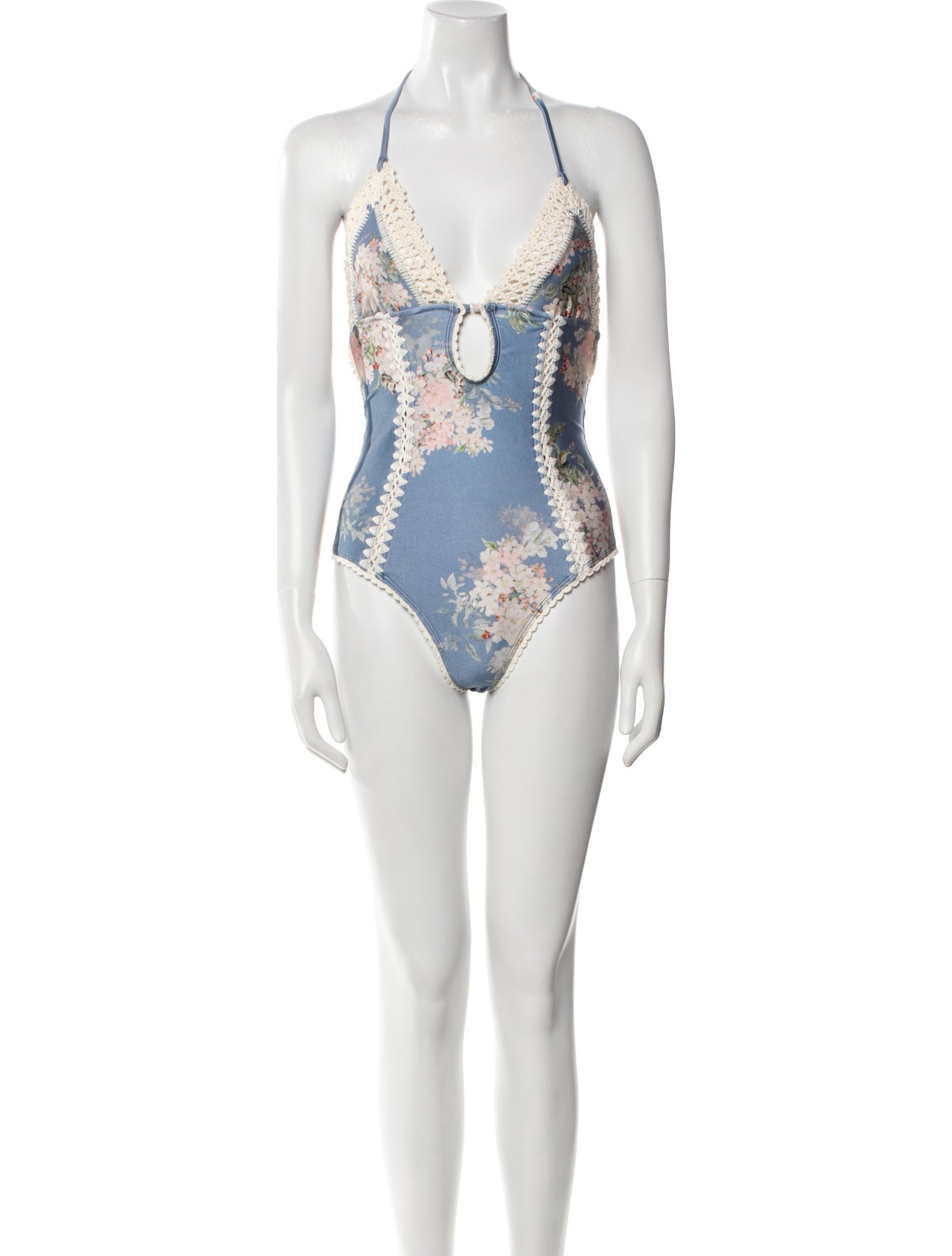 Zimmermann Floral Print Keyhole Accent One-Piece