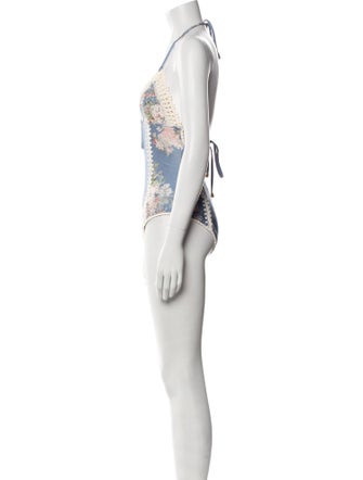 Zimmermann Floral Print Keyhole Accent One-Piece