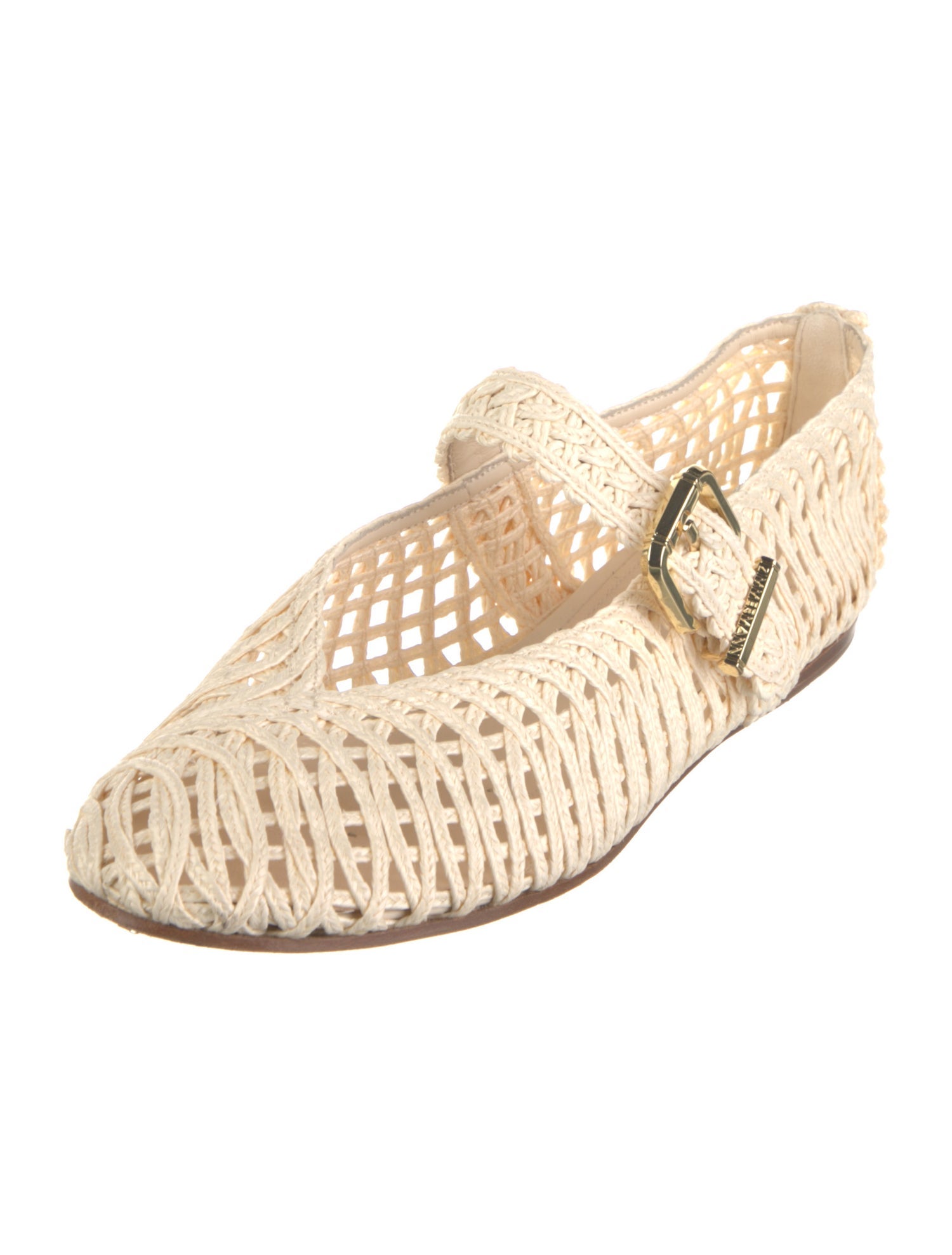 Zimmermann Straw Braided Accents Mary Jane Flats