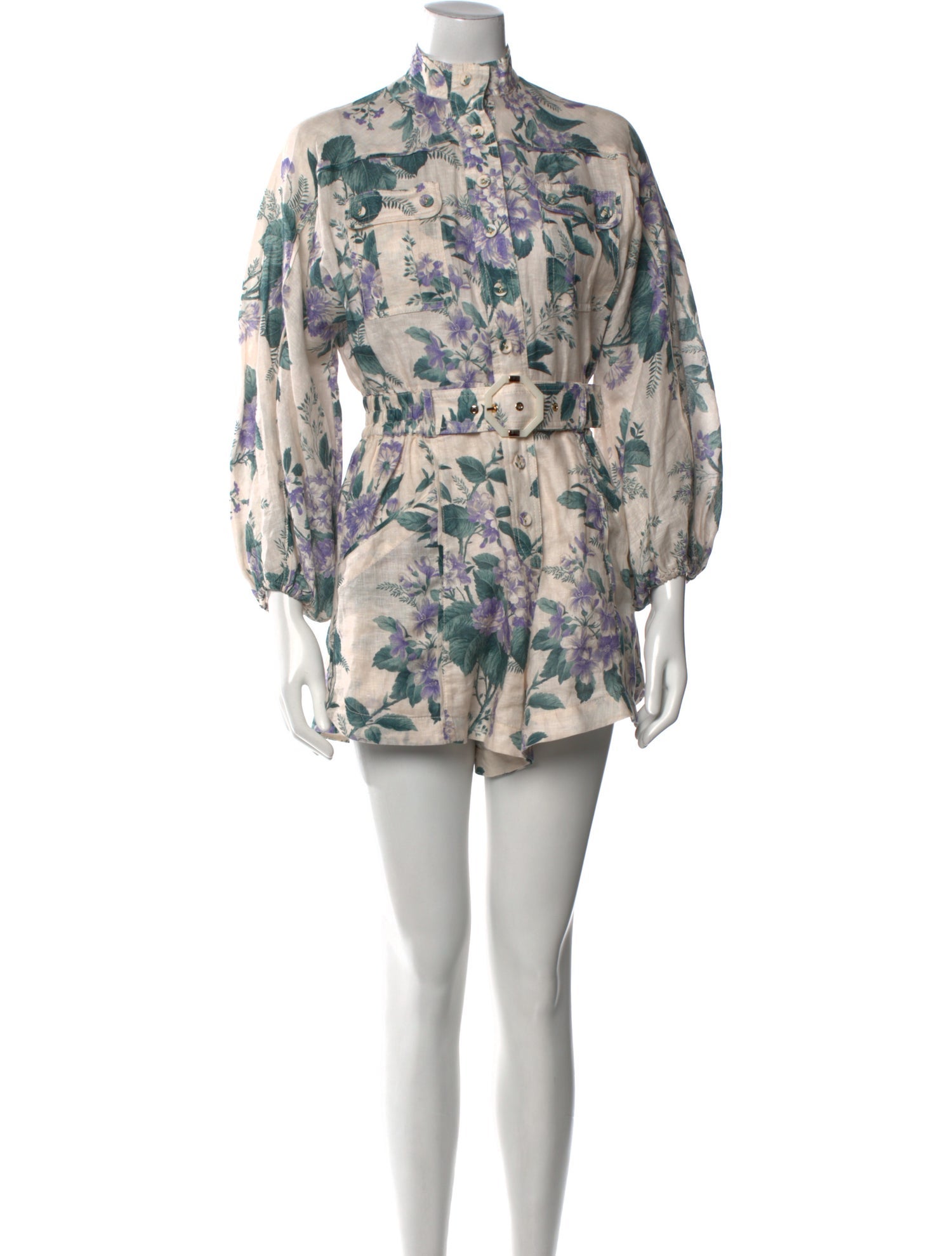 Zimmermann Linen Floral Print Romper