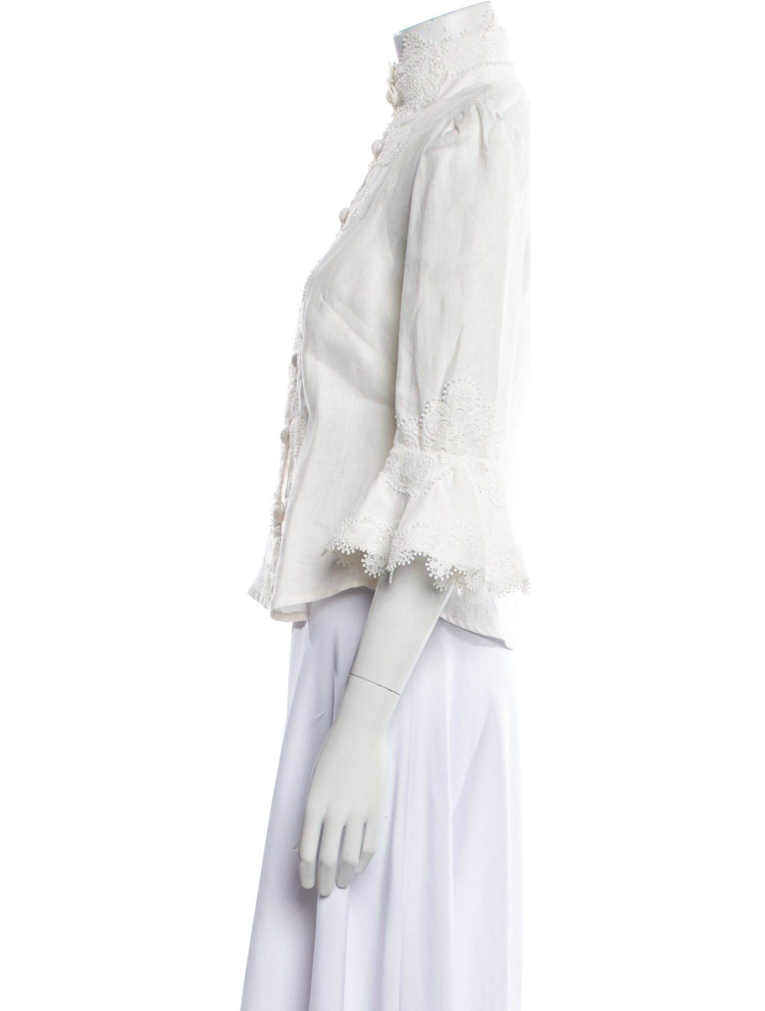 Zimmermann Linen Mock Neck Button-Up Top