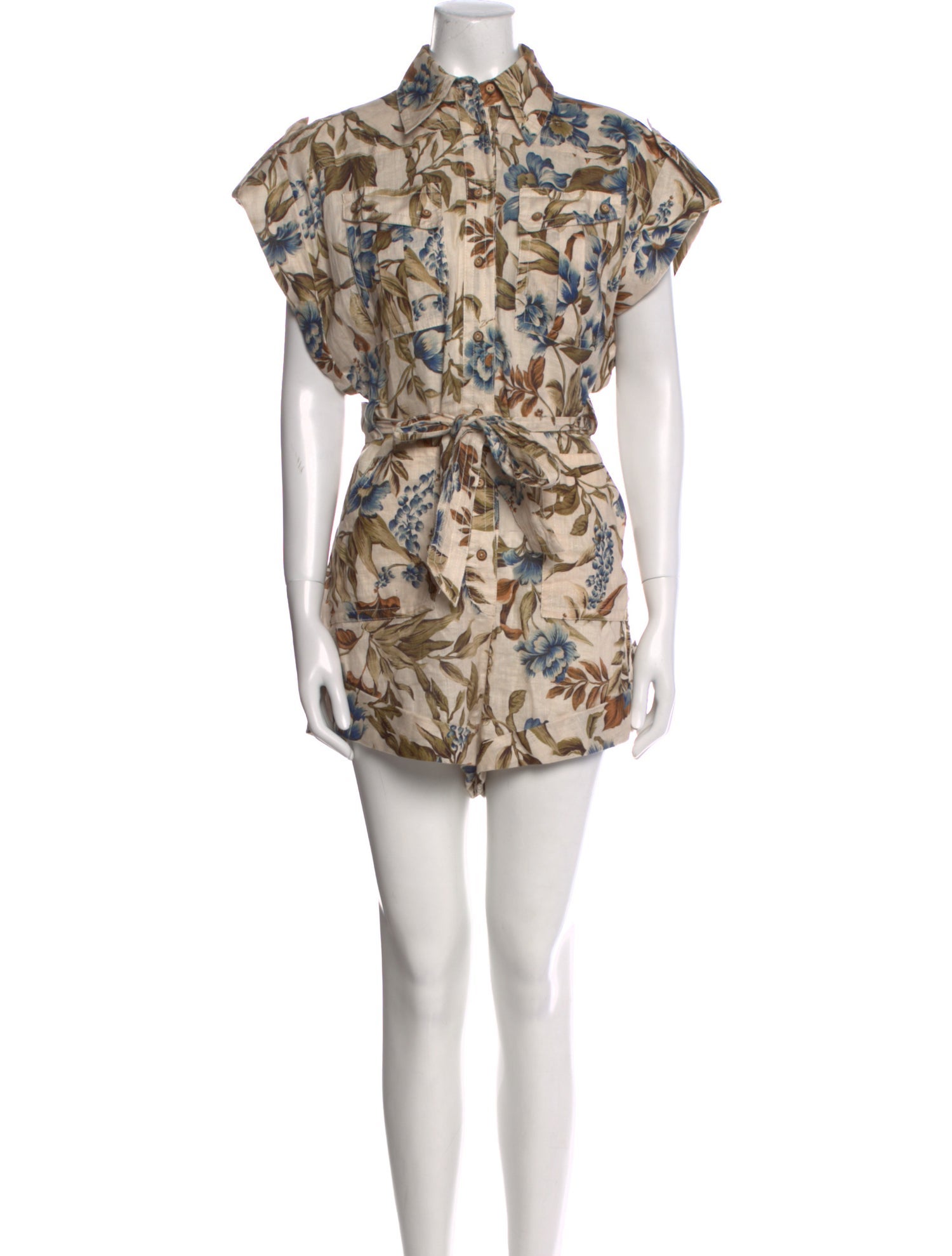 Zimmermann Linen Floral Print Romper