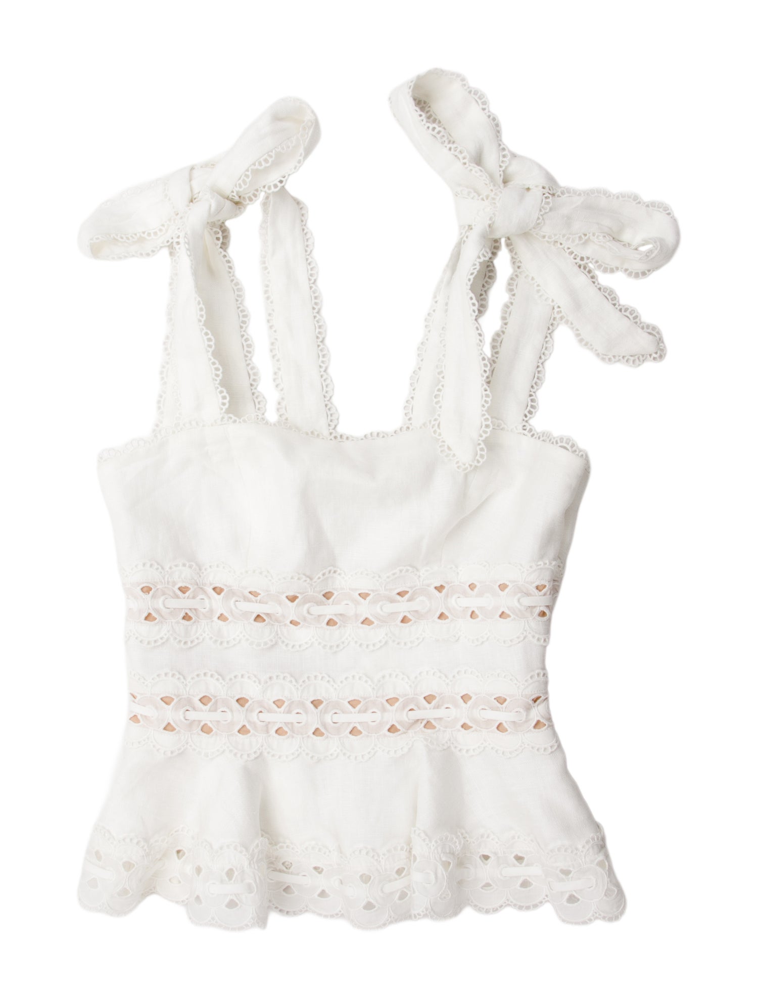 Zimmermann Linen Square Neckline Crop Top