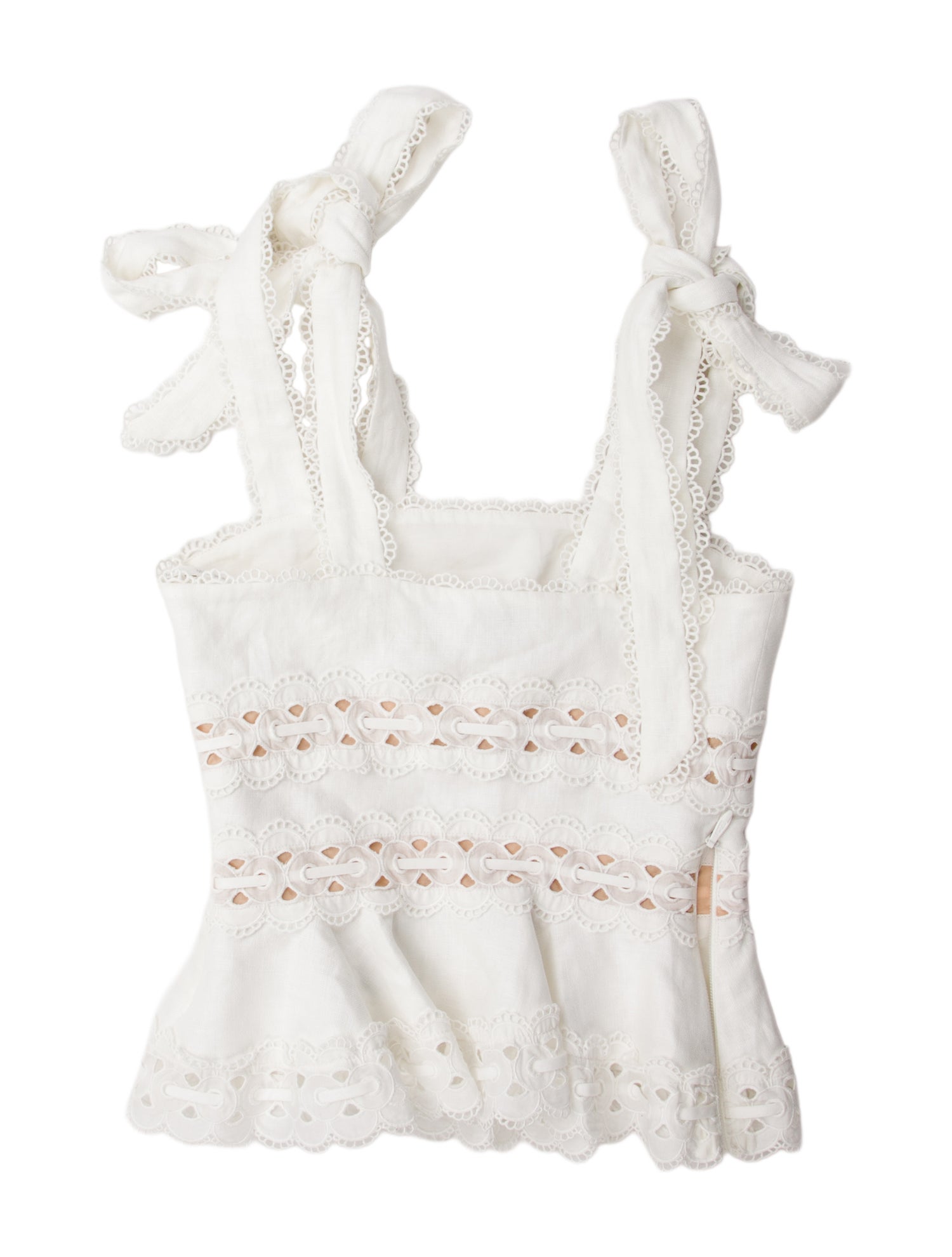 Zimmermann Linen Square Neckline Crop Top