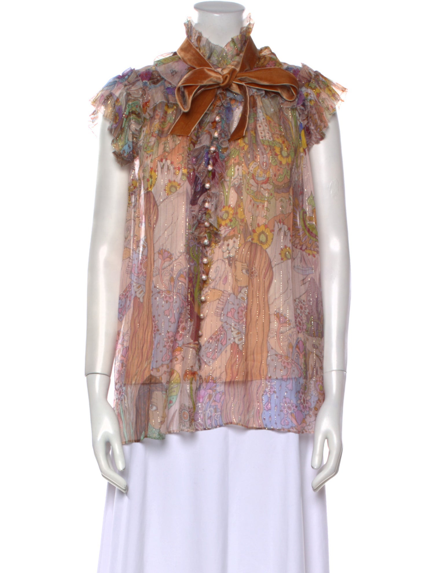 Zimmermann Floral Print Mock Neck Blouse