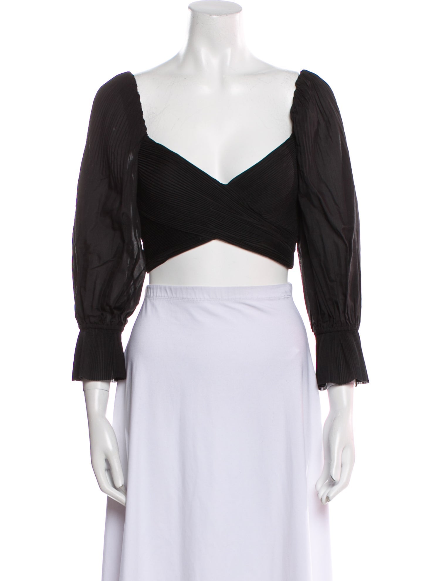 Zimmermann V-Neck Three-Quarter Sleeve Crop Top